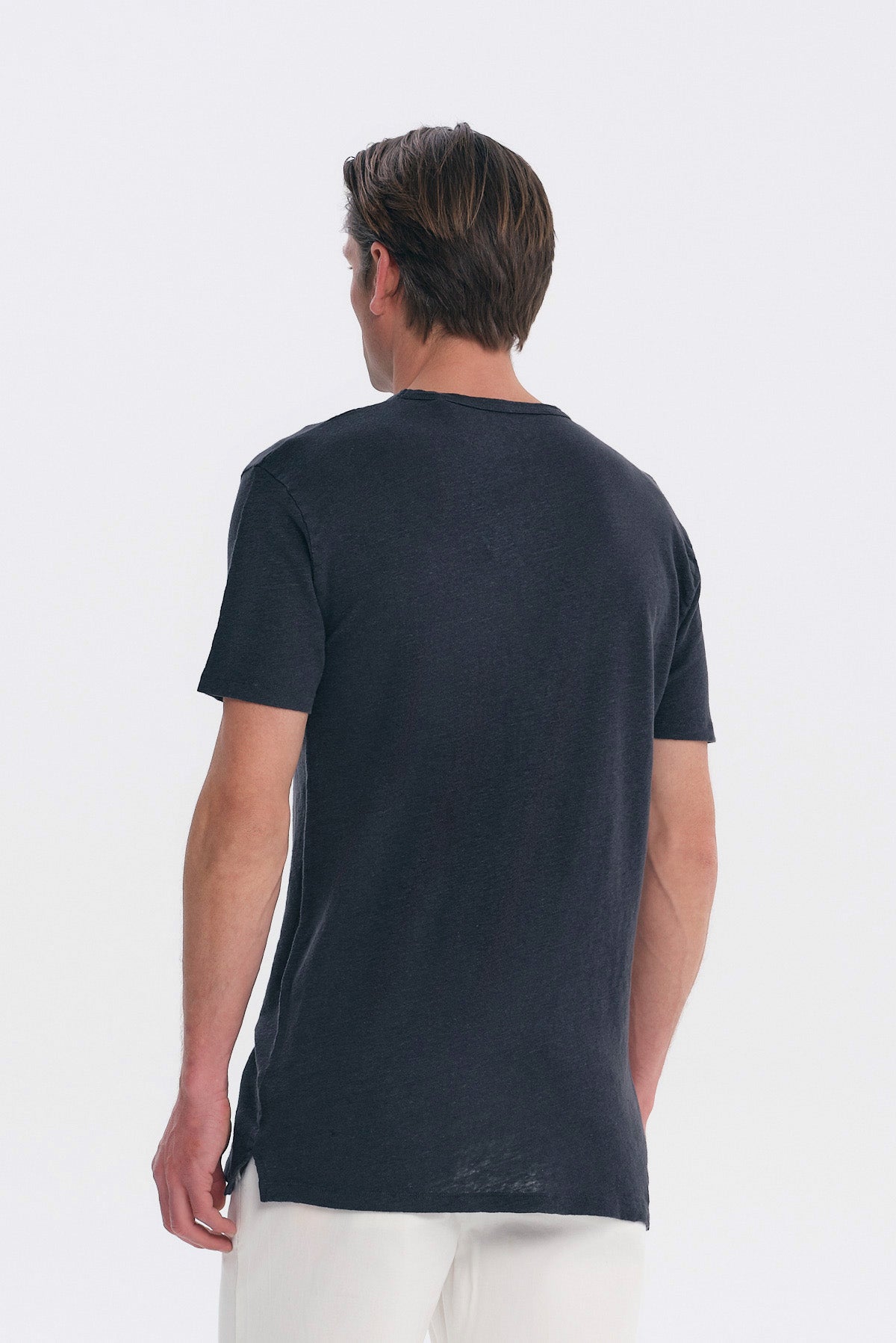 ΑΝΔΡΙΚΟ ΚΟΝΤΟΜΑΝΙΚΟ T-SHIRT ΛΙΝΟ REGULAR FIT PORTOBELLO'S ΣΤΟ ΧΡΩΜΑ ΤΟΥ ΓΡΑΦΙΤΗ
