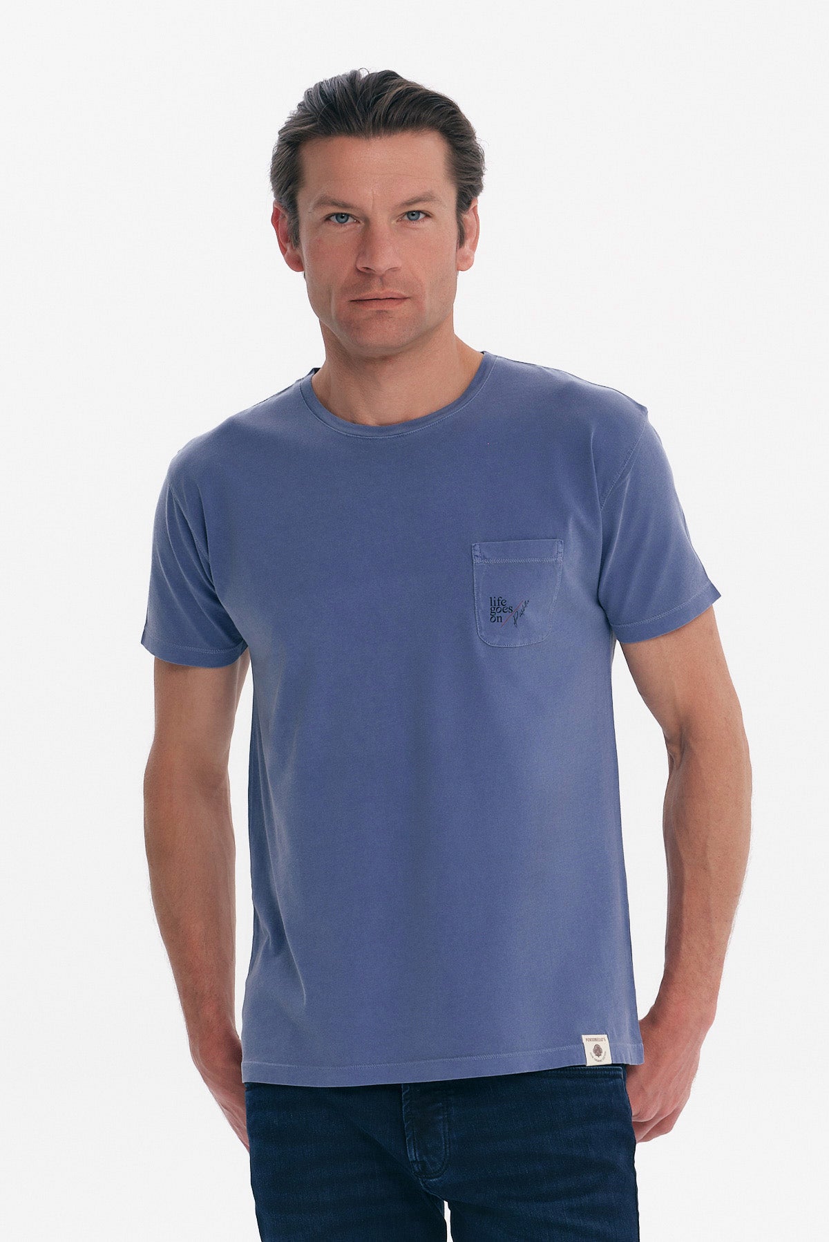 ΑΝΔΡΙΚΟ INDIGO ΚΟΝΤΟΜΑΝΙΚΟ T-SHIRT PORTOBELLO'S ΜΕ ΤΣΕΠΗ ΣΤΟ ΣΤΗΘΟΣ