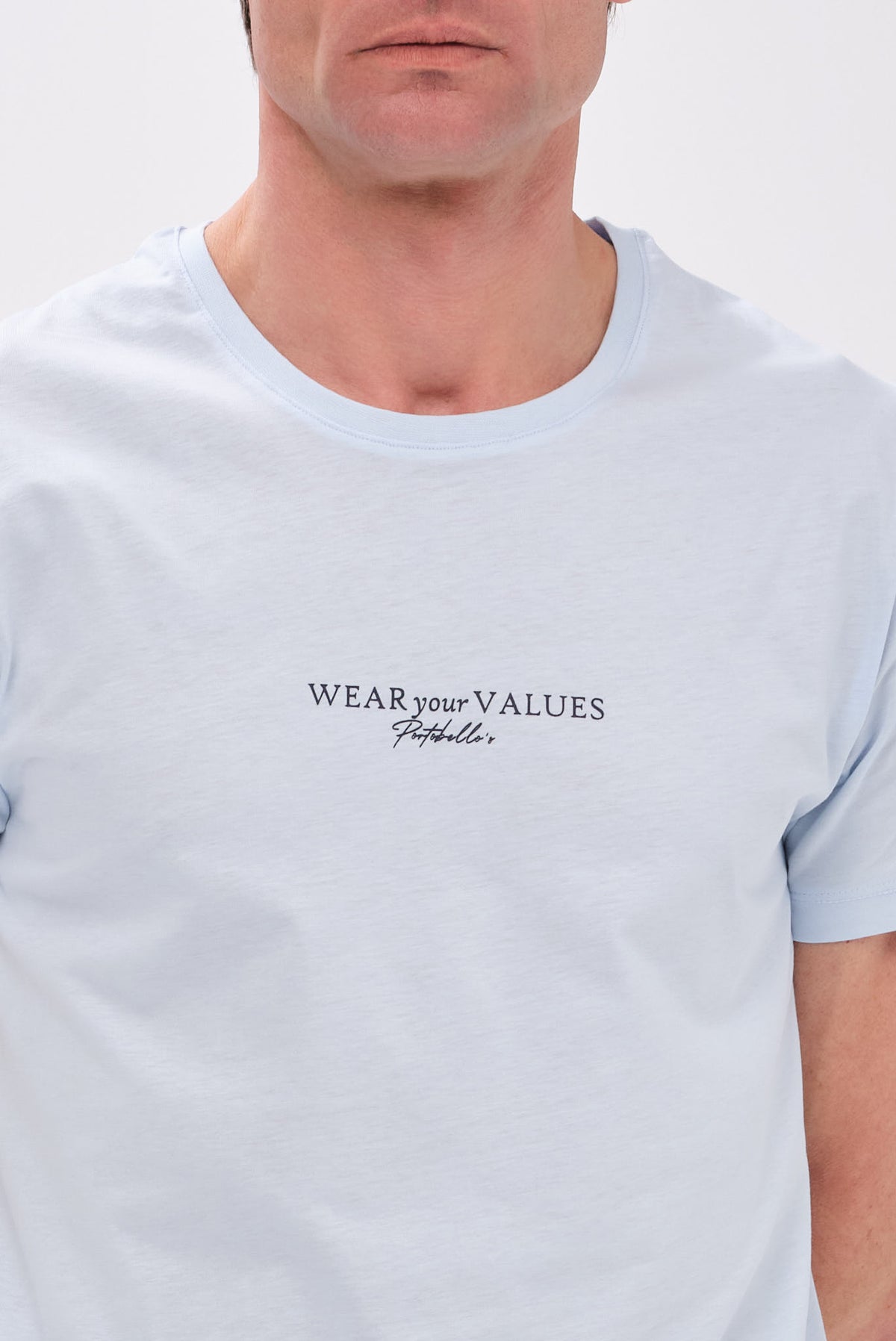PORTOBELLO'S SIGNATURE ΣΙΕΛ T-SHIRT "WEAR YOUR VALUES" EDITION