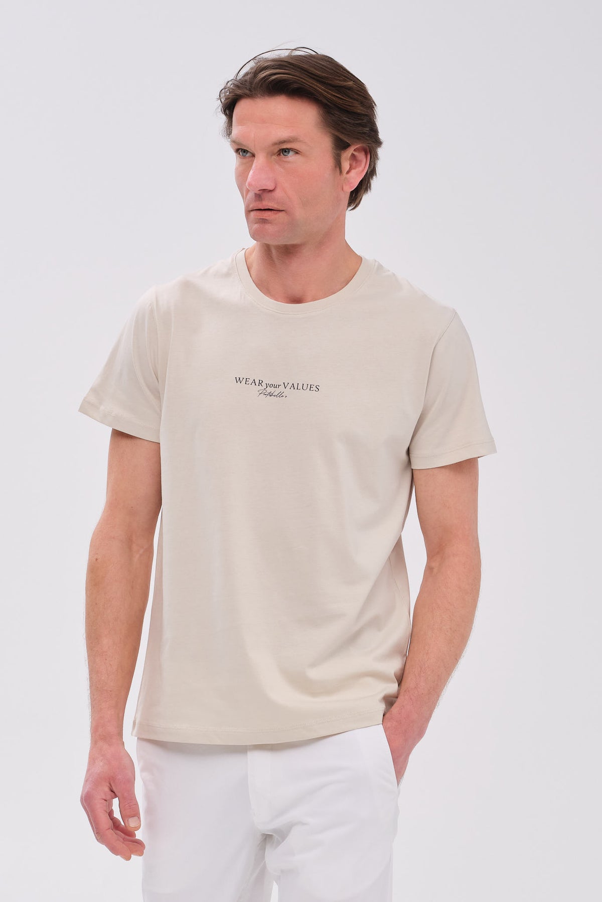 PORTOBELLO'S SIGNATURE ΜΠΕΖ ΣΚΟΥΡΟ T-SHIRT "WEAR YOUR VALUES" EDITION