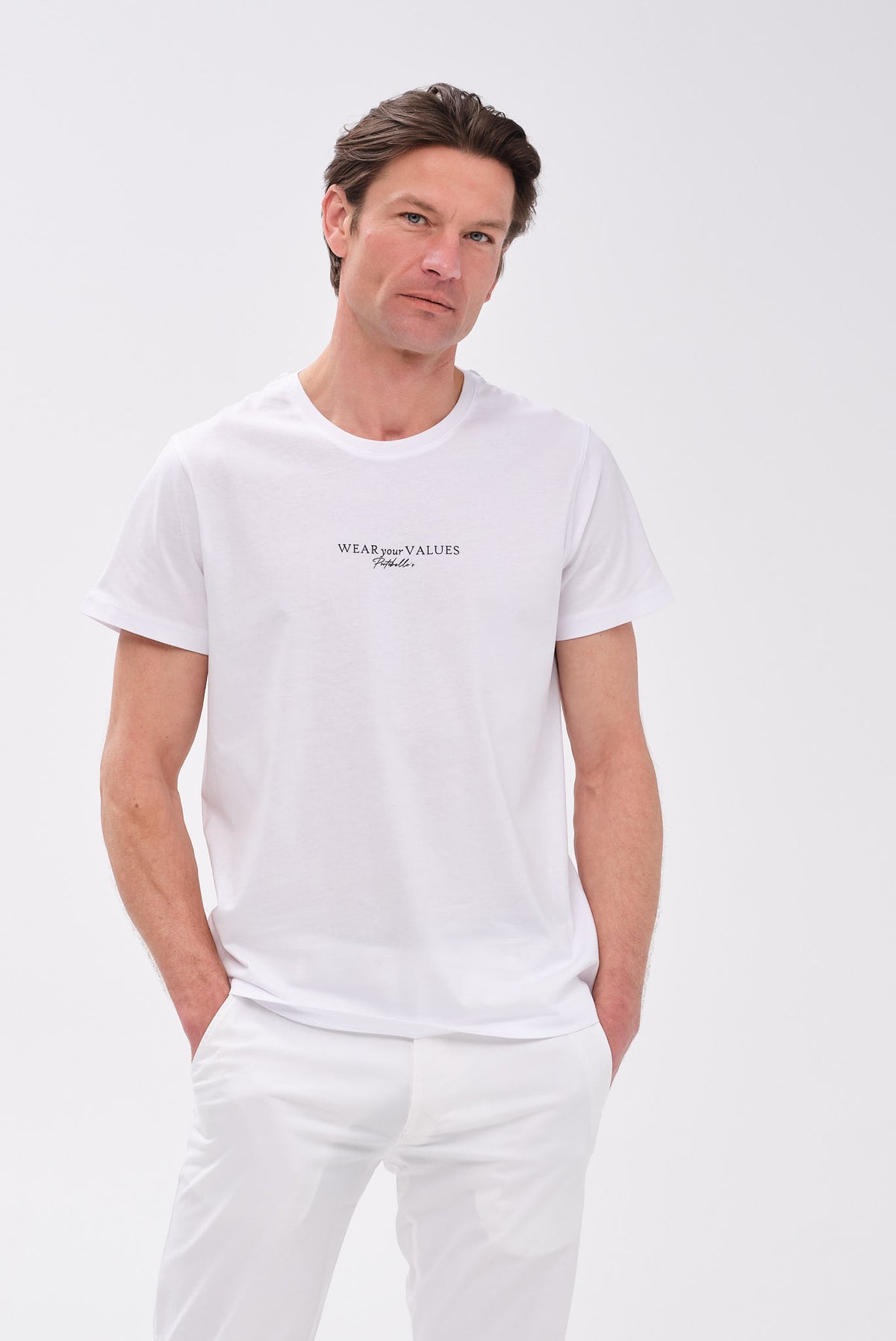 PORTOBELLO'S SIGNATURE ΛΕΥΚΟ T-SHIRT "WEAR YOUR VALUES" EDITION