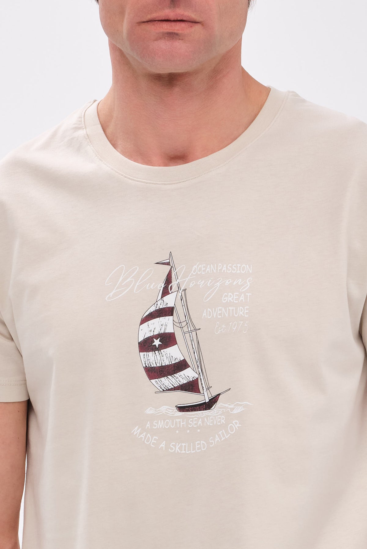 PORTOBELLO'S ΜΠΕΖ ΣΚΟΥΡΟ NAUTICAL T-SHIRT "BLUE HORIZONS" EDITION