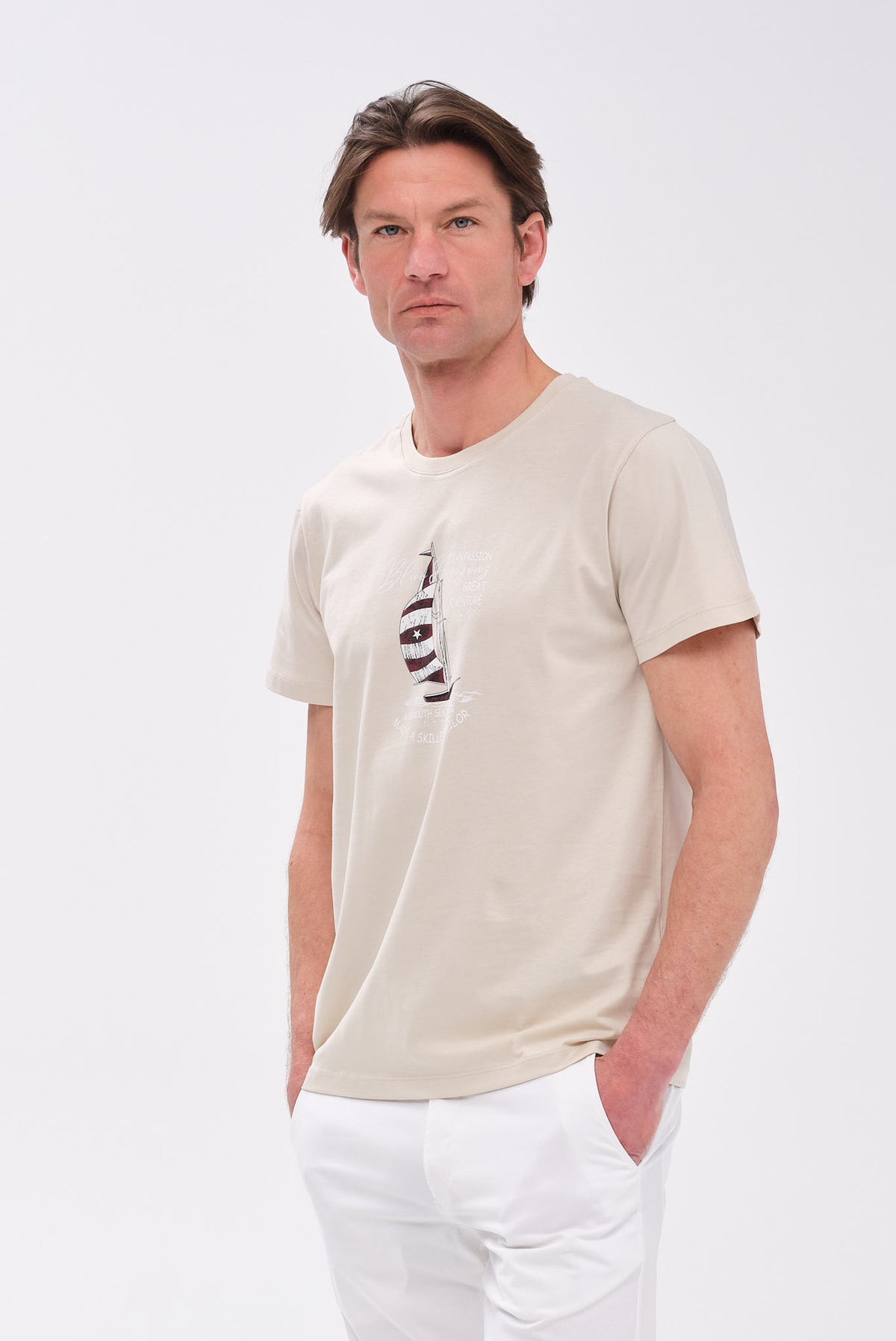 PORTOBELLO'S ΜΠΕΖ ΣΚΟΥΡΟ NAUTICAL T-SHIRT "BLUE HORIZONS" EDITION