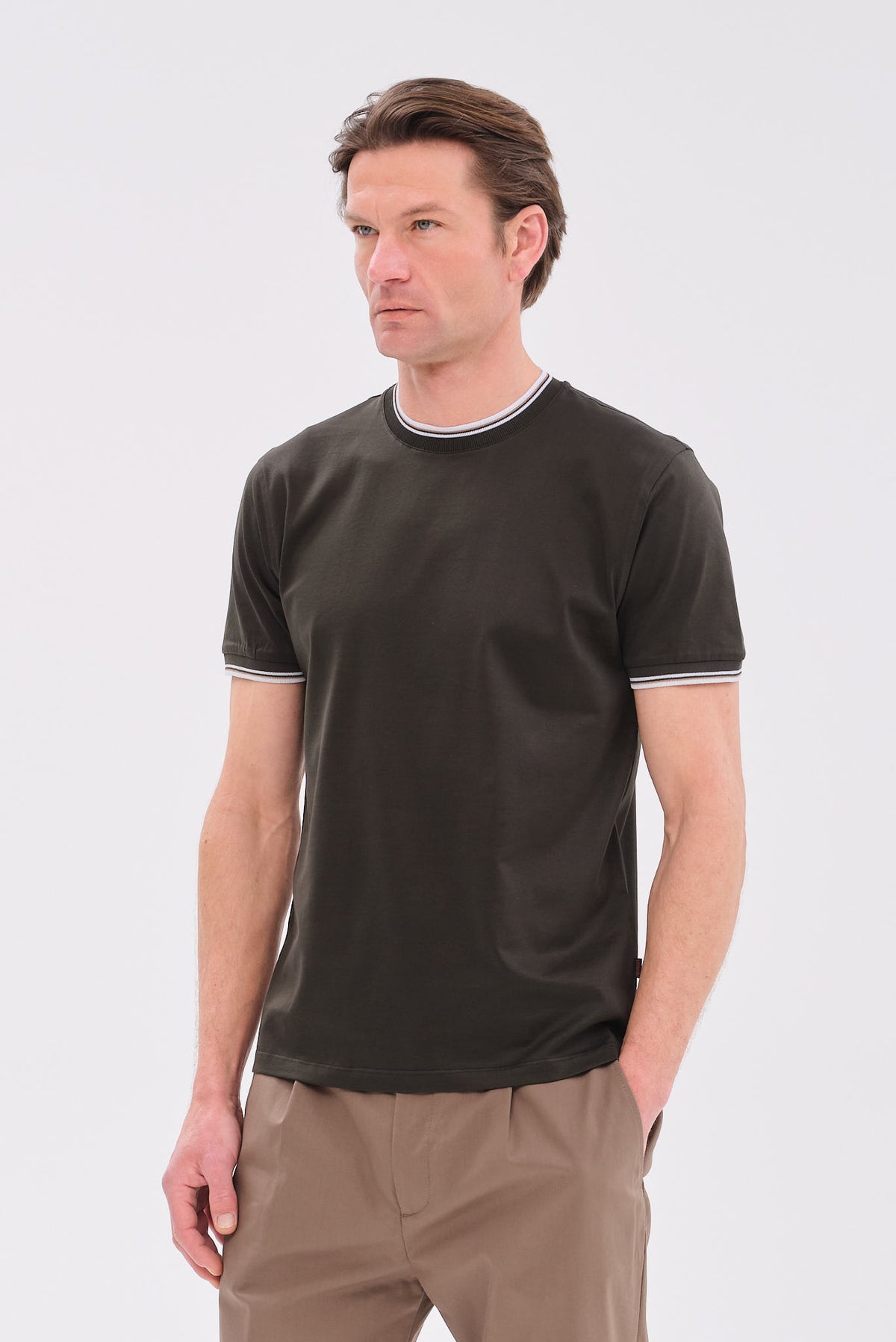 PORTOBELLO'S ΛΑΔΙ ESSENTIAL T-SHIRT ΜΕ REFINED ΔΙΠΛΗ ΓΡΑΜΜΗ