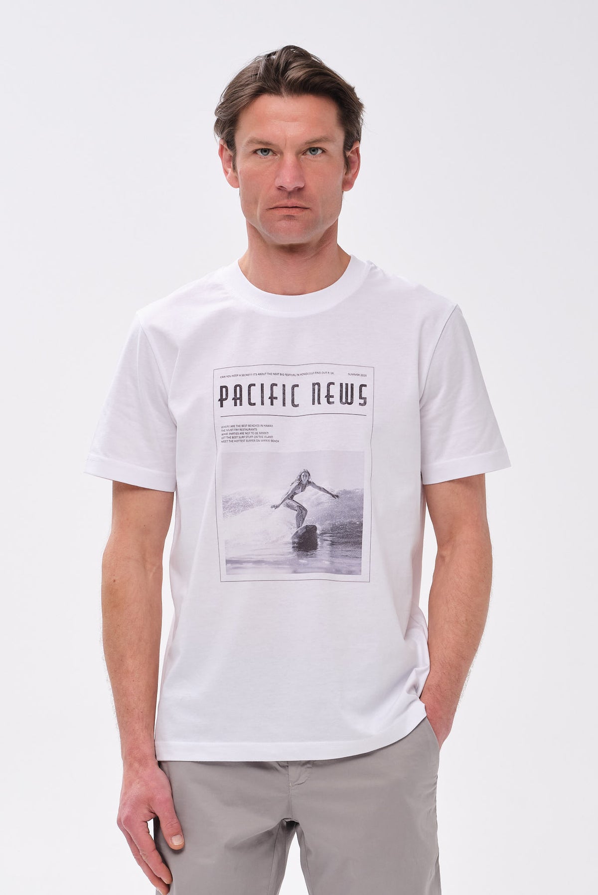 ΑΝΔΡΙΚΟ ΑΣΠΡΟ ΚΟΝΤΟΜΑΝΙΚΟ T-SHIRT JOOP REGULAR FIT