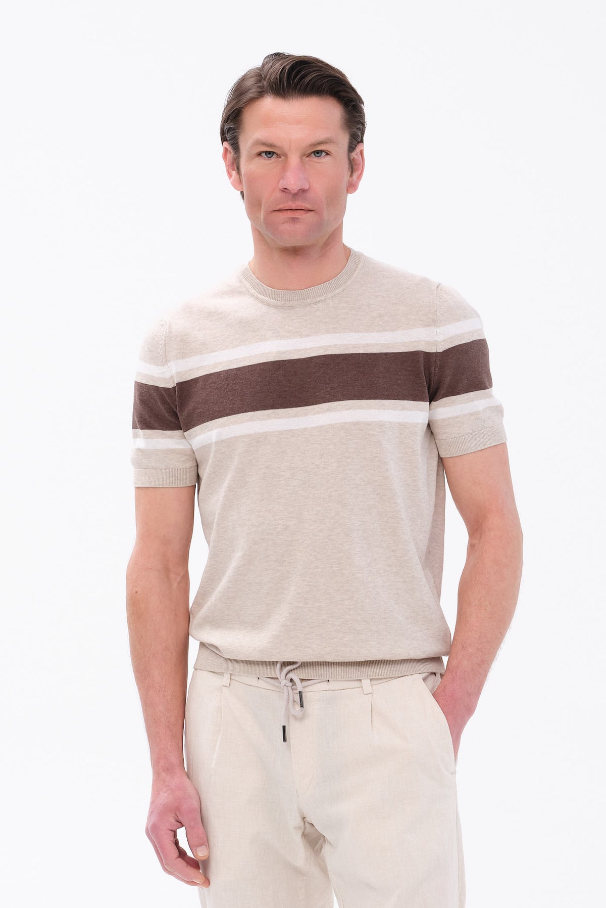 ΑΝΔΡΙΚΟ ΜΠΕΖ ΣΚΟΥΡΟ Τ-SHIRT PORTOBELLO'S ΜΕ ΚΑΦΕ ΡΙΓΑ REGULAR FIT