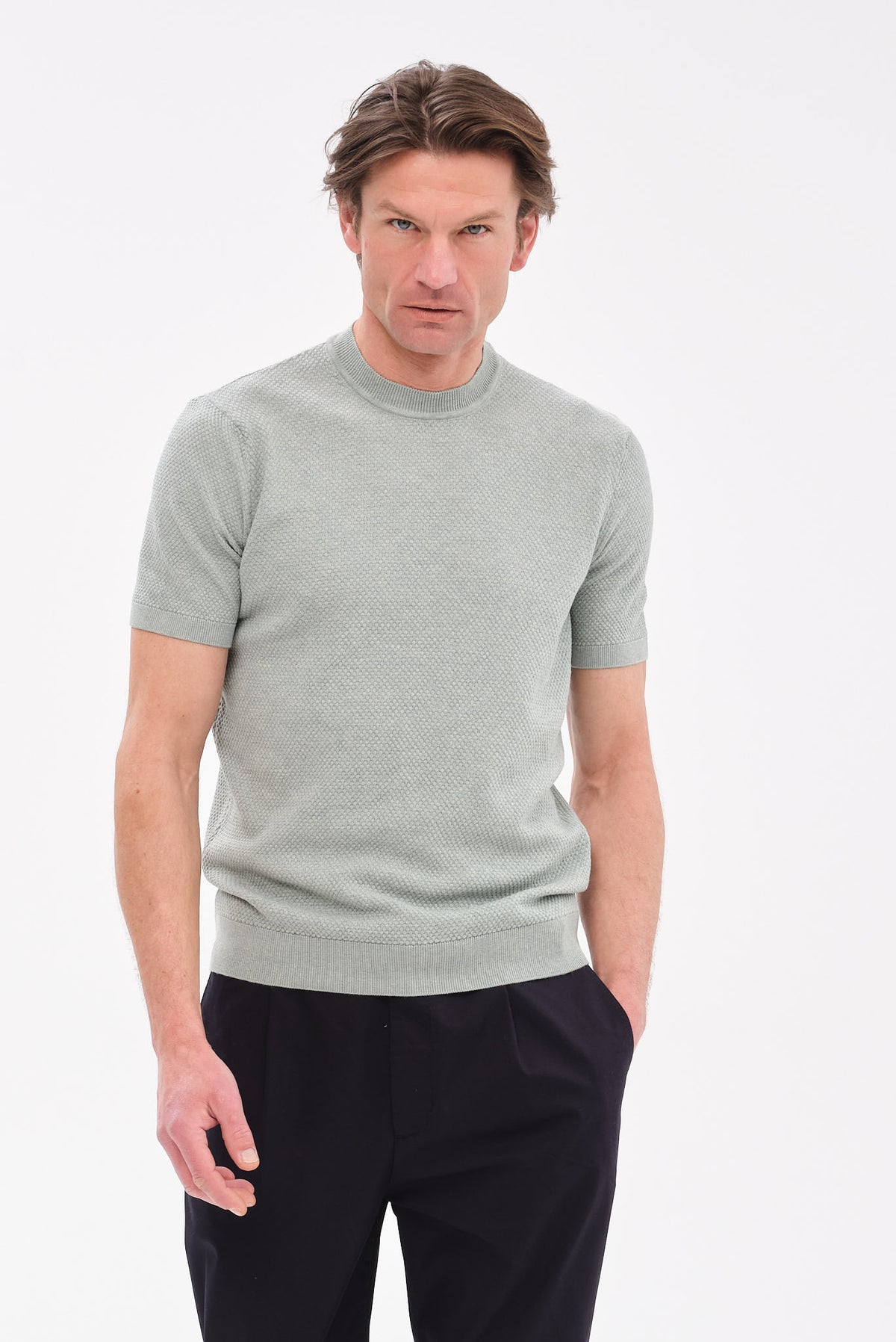 ΑΝΔΡΙΚΟ Τ-SHIRT PORTOBELLO'S ΜΕ ΜΙΚΡΟΣΧΕΔΙΟ ΣΤΗΝ ΠΛΕΞΗ ΧΡΩΜΑ ΜΕΝΤΑΣ REGULAR FIT