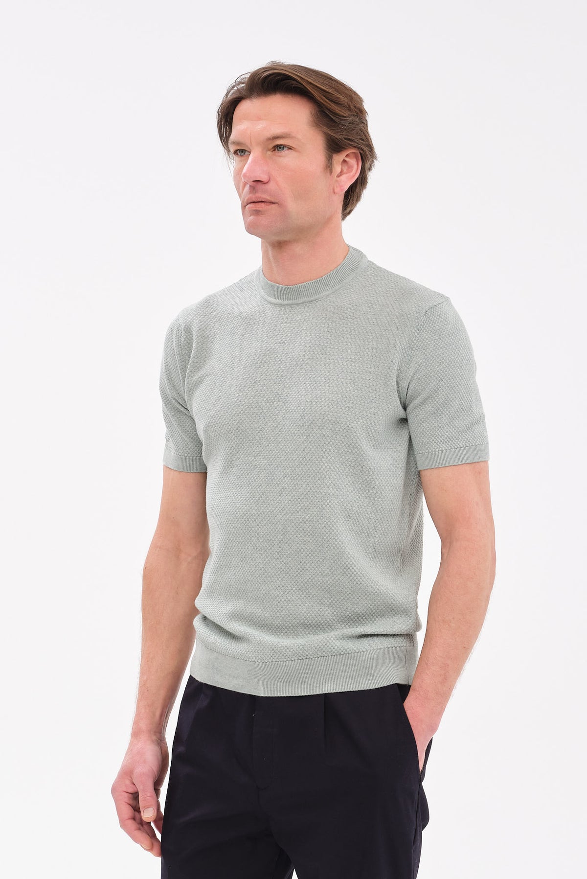 ΑΝΔΡΙΚΟ Τ-SHIRT PORTOBELLO'S ΜΕ ΜΙΚΡΟΣΧΕΔΙΟ ΣΤΗΝ ΠΛΕΞΗ ΧΡΩΜΑ ΜΕΝΤΑΣ REGULAR FIT