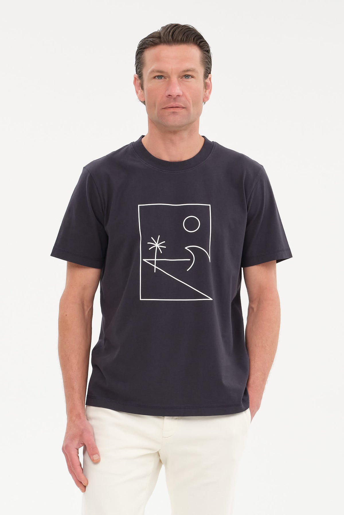 ΑΝΔΡΙΚO ΜΠΛΕ KONTOMANIKO T-SHIRT JOOP ΜΕ ΛΑΙΜΟΚΟΨΗ REGULAR FIT