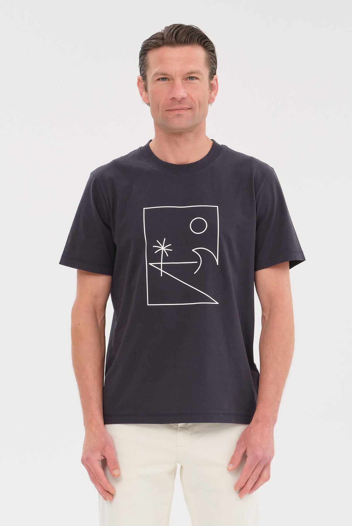 ΑΝΔΡΙΚO ΜΠΛΕ KONTOMANIKO T-SHIRT JOOP ΜΕ ΛΑΙΜΟΚΟΨΗ REGULAR FIT