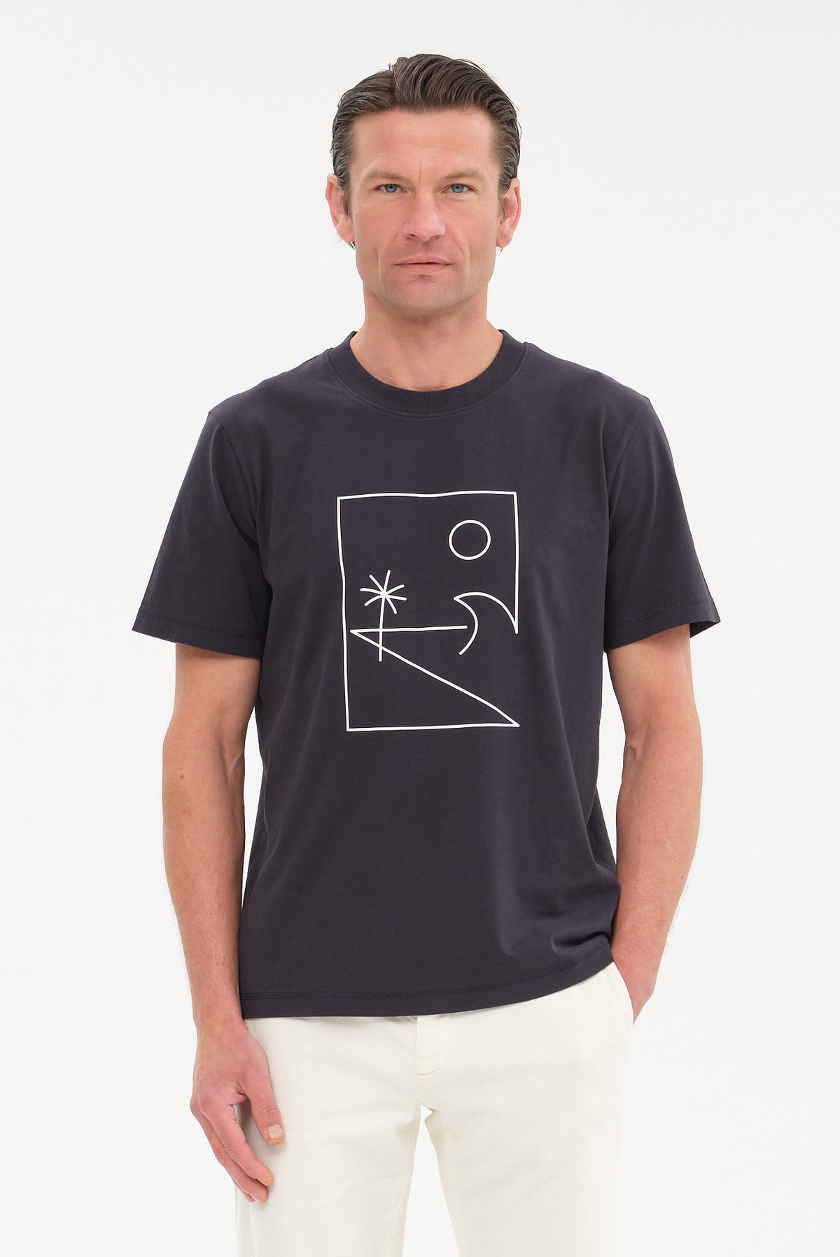 ΑΝΔΡΙΚO ΜΠΛΕ KONTOMANIKO T-SHIRT JOOP ΜΕ ΛΑΙΜΟΚΟΨΗ REGULAR FIT