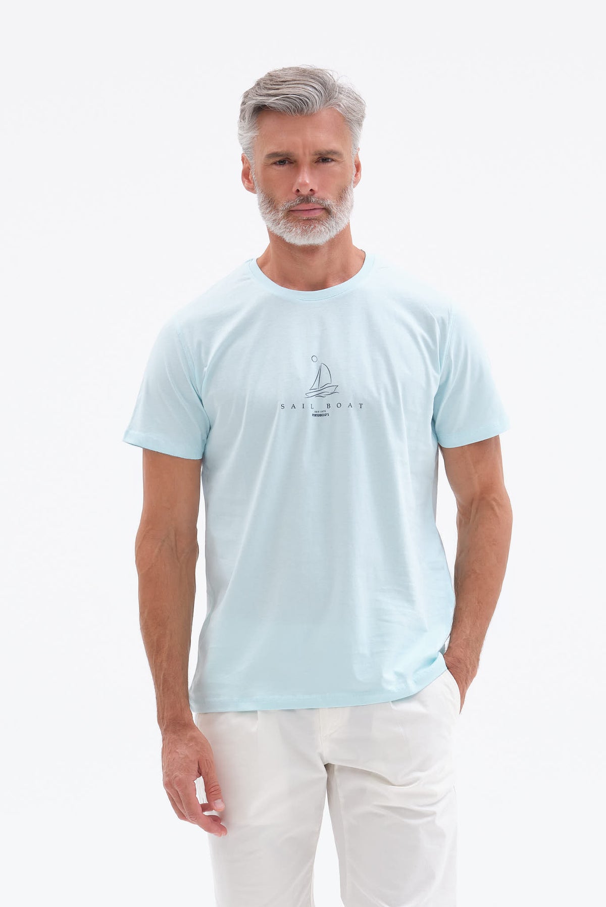 ΑΝΔΡΙΚΟ ΟΙΝΟΠΝΕΥΜΑΤΙ ΚΟΝΤΟΜΑΝΙΚΟ T-SHIRT PORTOBELLO'S ME ΣΤΑΜΠΑ SAIL BOAT