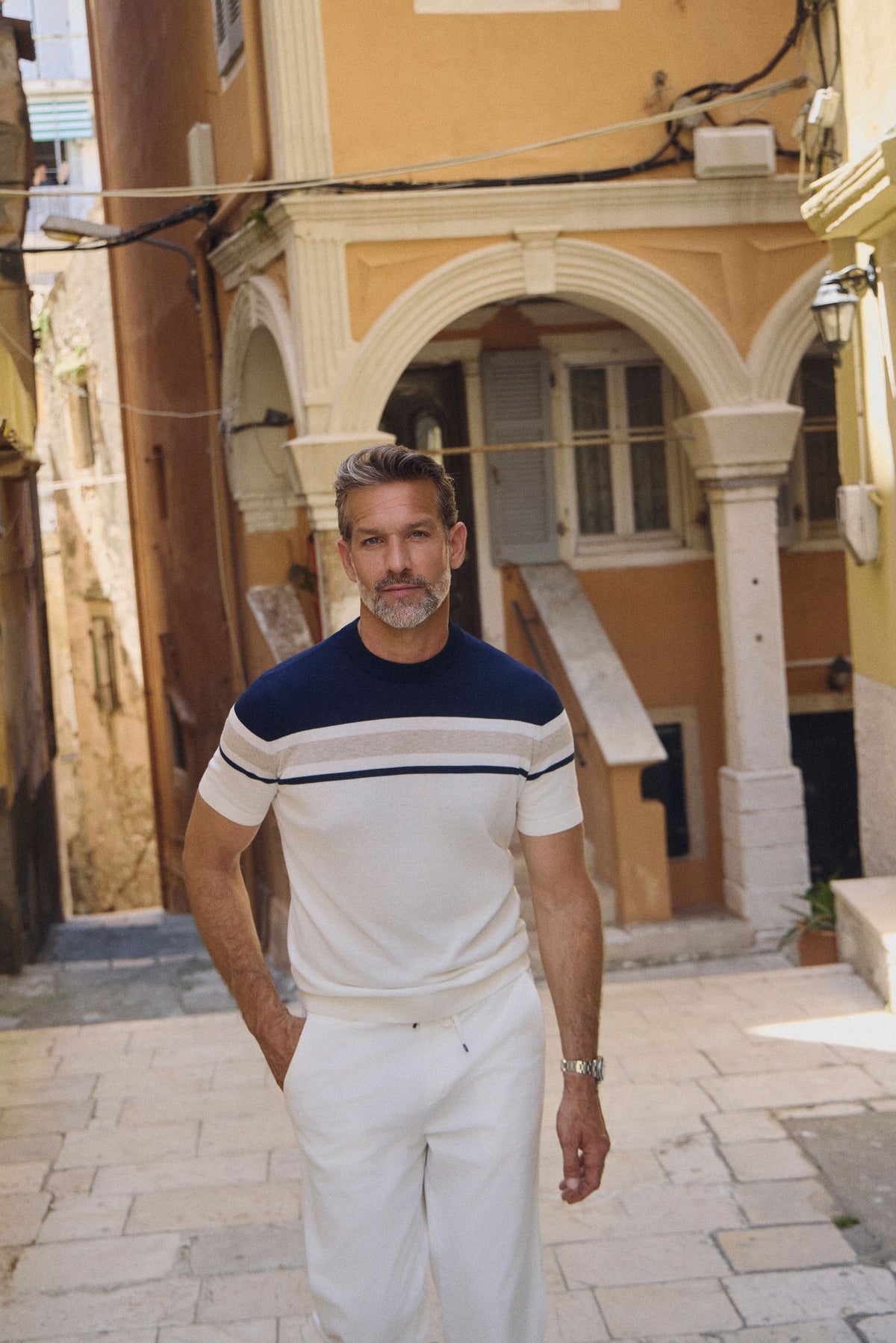 ΑΝΔΡΙΚO ΠΛΕΚΤO ΕΚΡΟΥ KONTOMANIKO ΜΠΛΟΥΖΑKI PORTOBELLO'S ΜΕ ΛΑΙΜΟΚΟΨΗ ΚΑΙ ΣΧΕΔΙΟ ΡΙΓΑ REGULAR FIT