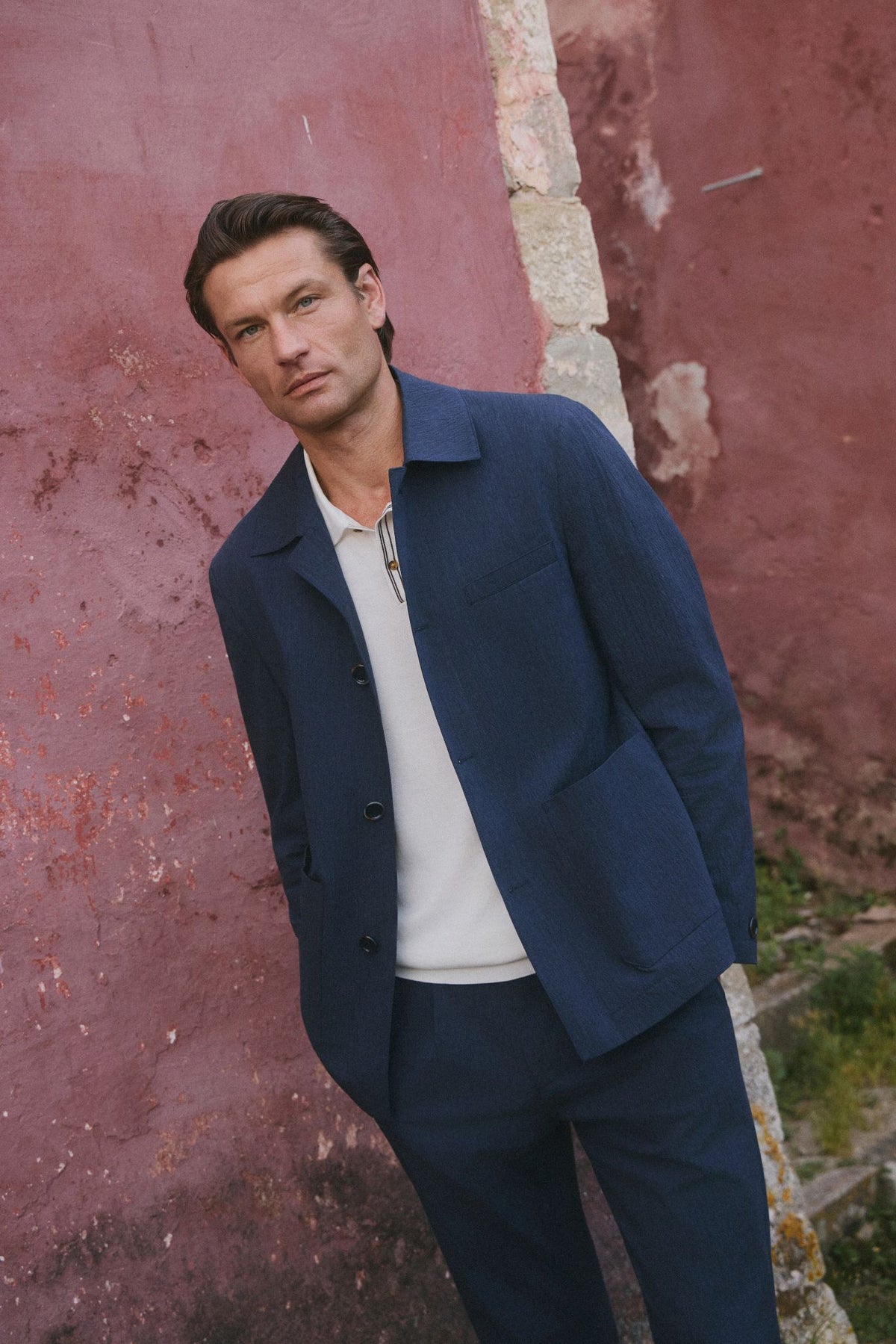 ΑΝΔΡΙΚΟ ΜΠΛΕ ΣΑΚΑΚΙ REGULAR FIT PORTOBELLO'S ΜΕ ΥΦΑΣΜΑ SONDRIO
