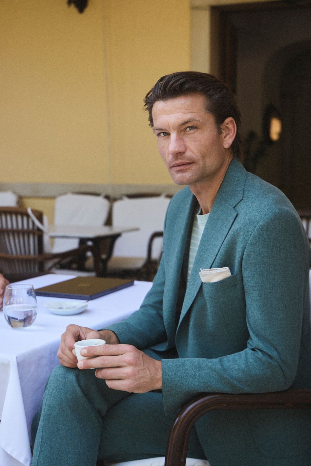 ΑΝΔΡΙΚΟ ΠΡΑΣΙΝΟ ΚΟΣΤΟΥΜΙ PORTOBELLO'S REGULAR FIT ΣΕ ΥΦΑΣΜΑ VITALE BARBERIS CANONICO