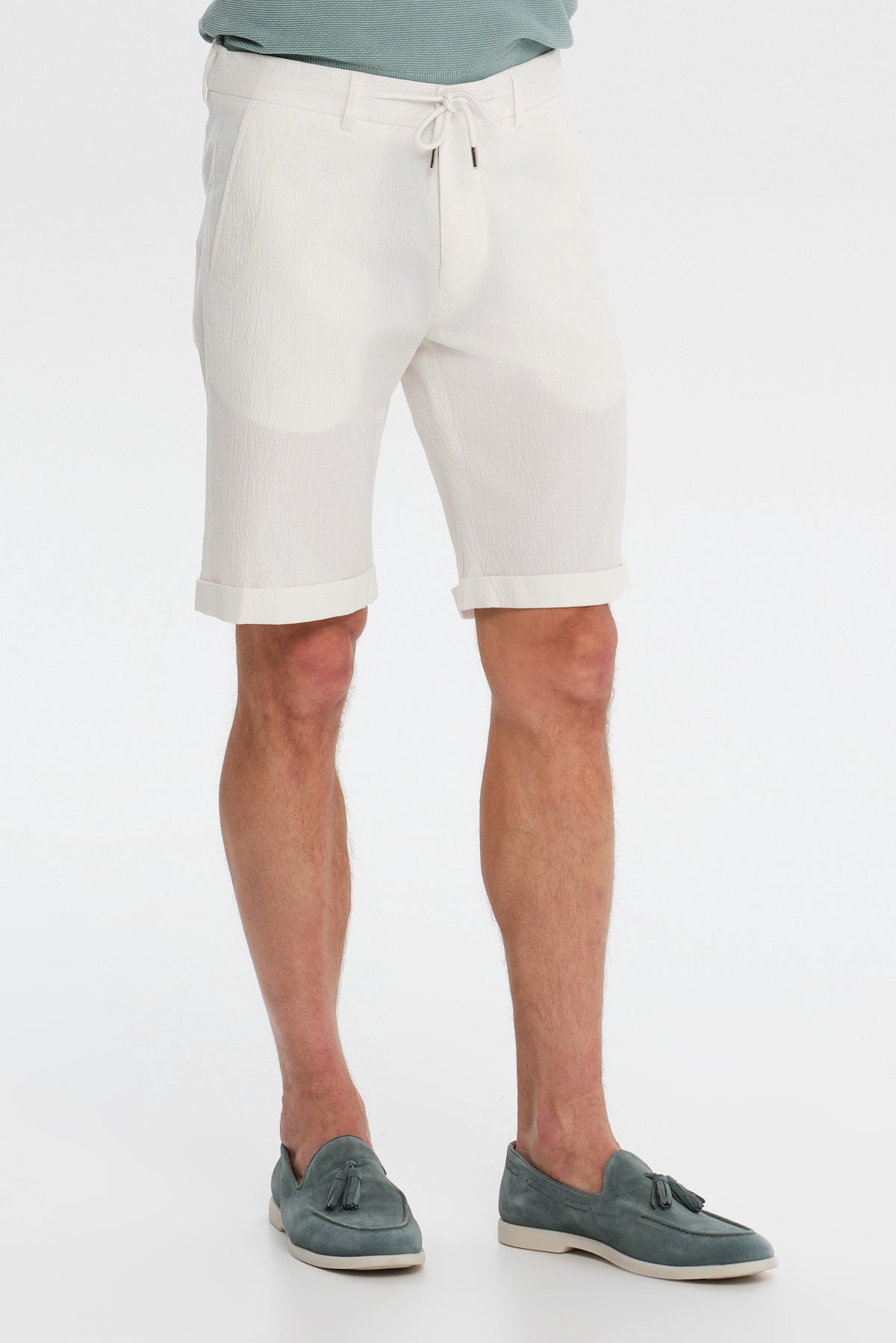 ΑΝΔΡΙΚΗ ΕΚΡΟΥ ΒΕΡΜΟΥΔΑ CHINOS SLIM FIT PORTOBELLO'S ΜΕ ΚΟΡΔΟΝΙ