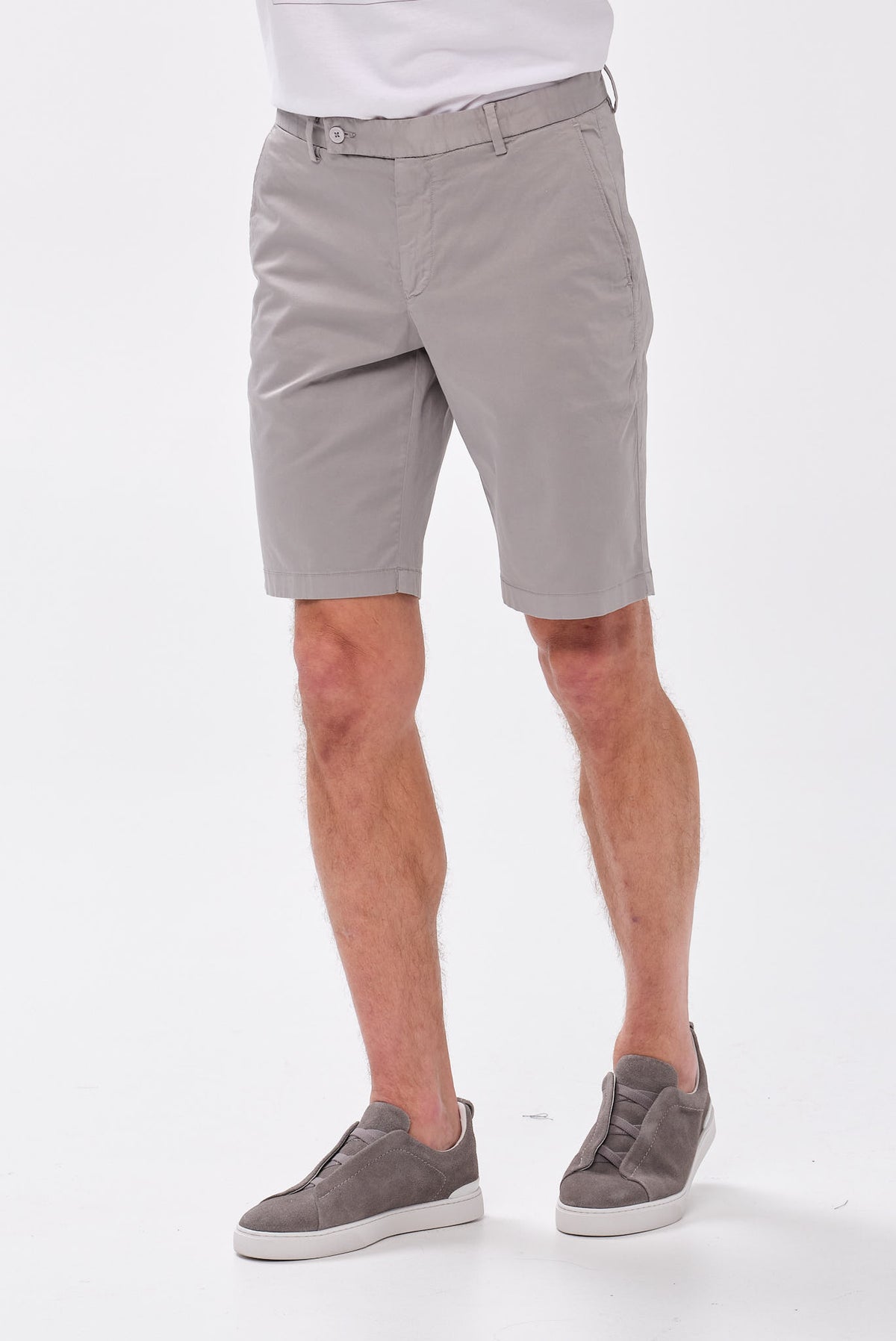 PORTOBELLO'S ΕΛΑΦΡΥ ΓΚΡΙ CHINO SLIM SHORTS - TAILORED SUMMER EDITION
