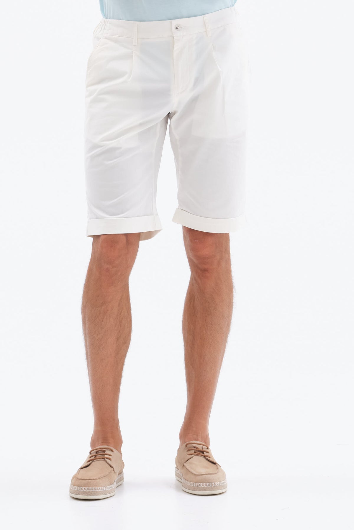 ΑΝΔΡΙΚΗ ΛΕΥΚΗ ΒΕΡΜΟΥΔΑ CHINOS PORTOBELLO'S ME ΛΑΣΤIXO KAI ΠΙΕΤΑ REGULAR FIT