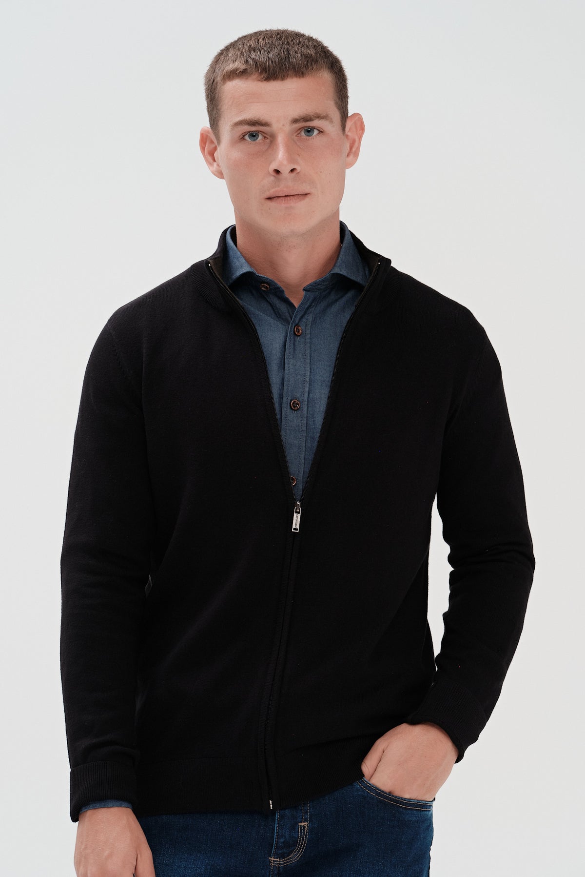 ΑΝΔΡΙΚΗ ΜΑΥΡΗ ΖΑΚΕΤΑ CARDIGAN PORTOBELLO'S REGULAR FIT