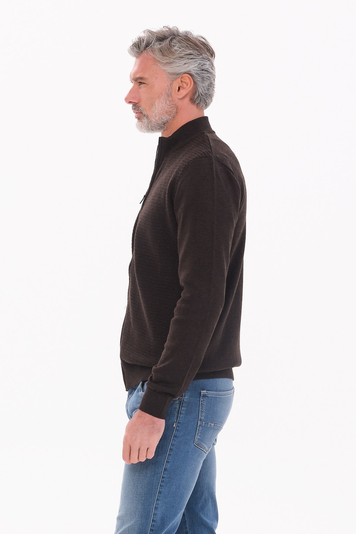 ΑΝΔΡΙΚΗ ΖΑΚΕΤΑ ΚΑΦΕ CARDIGAN LES GENT'S REGULAR FIT ΜΕ ΜΙΚΡΟΣΧΕΔΙΟ