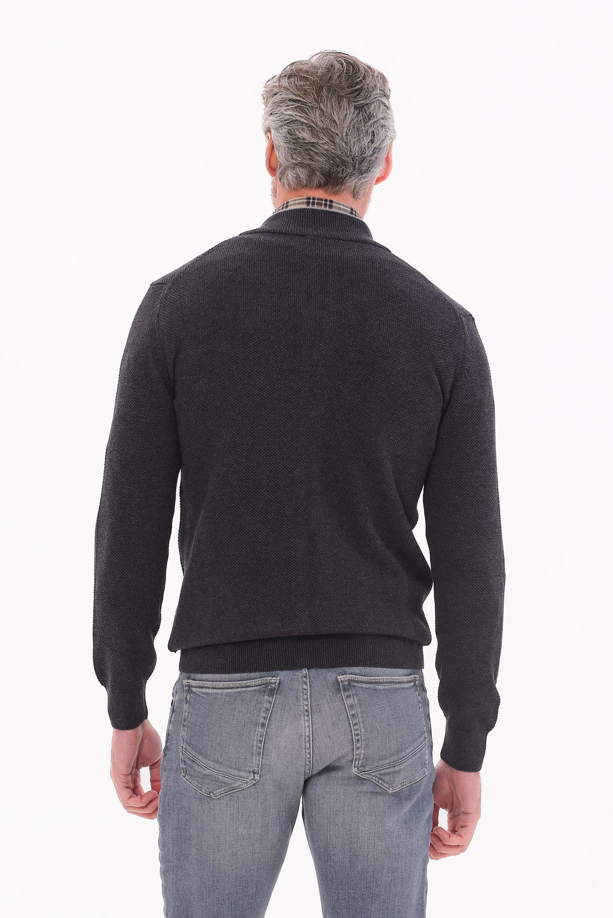ΑΝΔΡΙΚΗ ΖΑΚΕΤΑ CARDIGAN PORTOBELLO'S ΣΤΟ ΧΡΩΜΑ ΤΟΥ ΓΡΑΦΙΤΗ REGULAR FIT ΜΕ ΜΙΚΡΟΣΧΕΔΙΟ