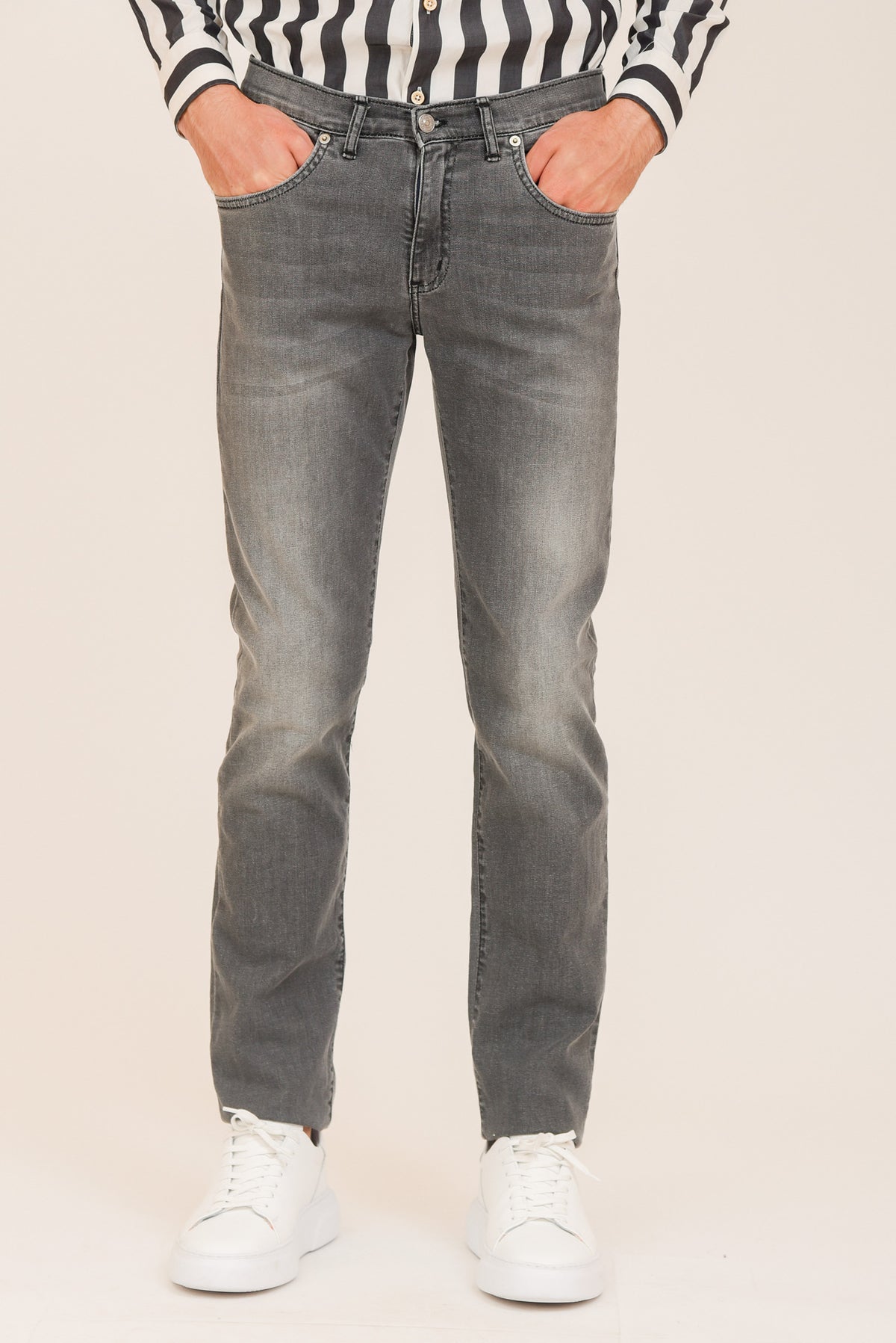 ΑΝΔΡΙΚΟ JEAN PORTOBELLO'S ΓΚΡΙ REGULAR FIT ΜΕ ΤΕΧΝΗΤΗ ΦΘΟΡΑ ΓΙΑ ΙΔΙΑΙΤΕΡΕΣ ΕΜΦΑΝΙΣΕΙΣ