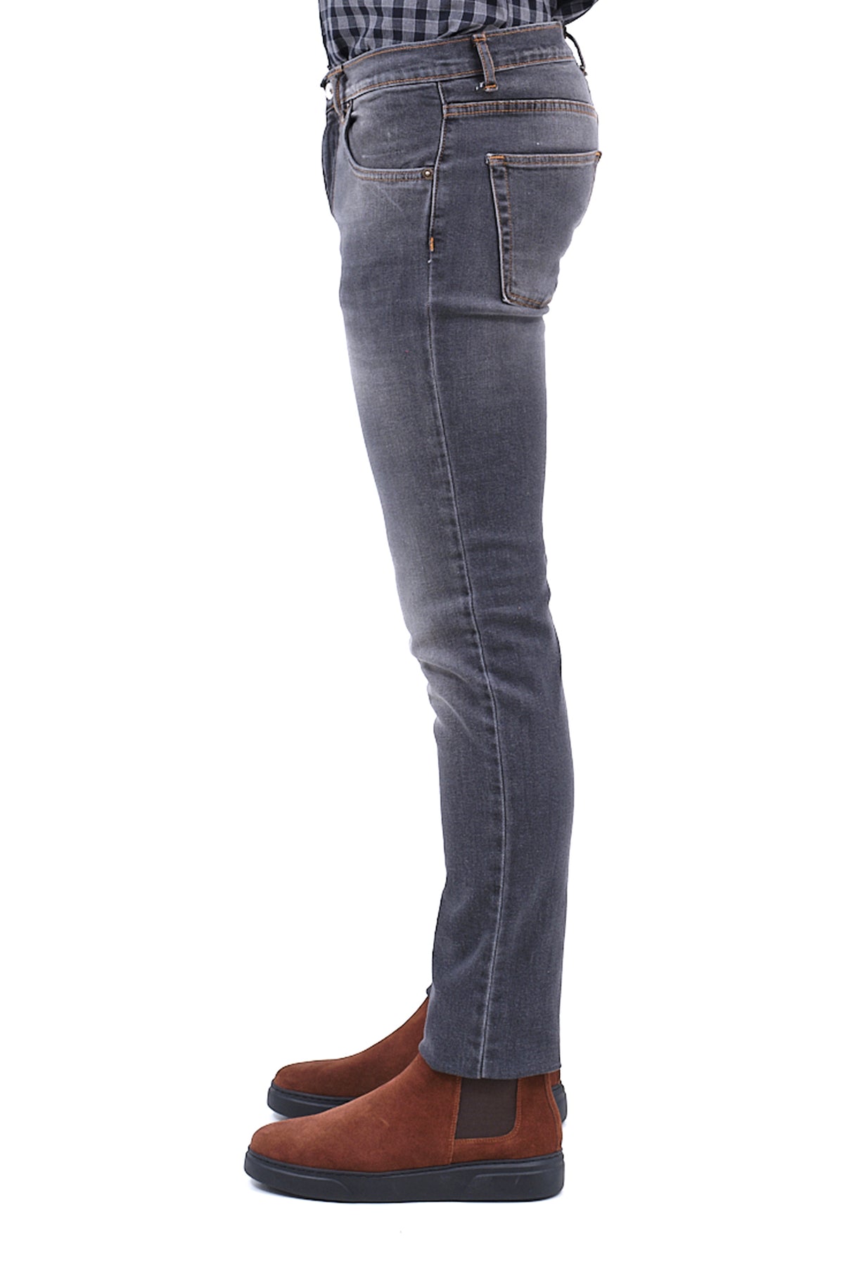ΑΝΔΡΙΚΟ JEAN PORTOBELLO'S ΣΕ ΓΚΡΙ ΧΡΩΜΑ ΜΕ ΤΕΧΝΗΤΗ ΦΘΟΡΑ SLIM FIT