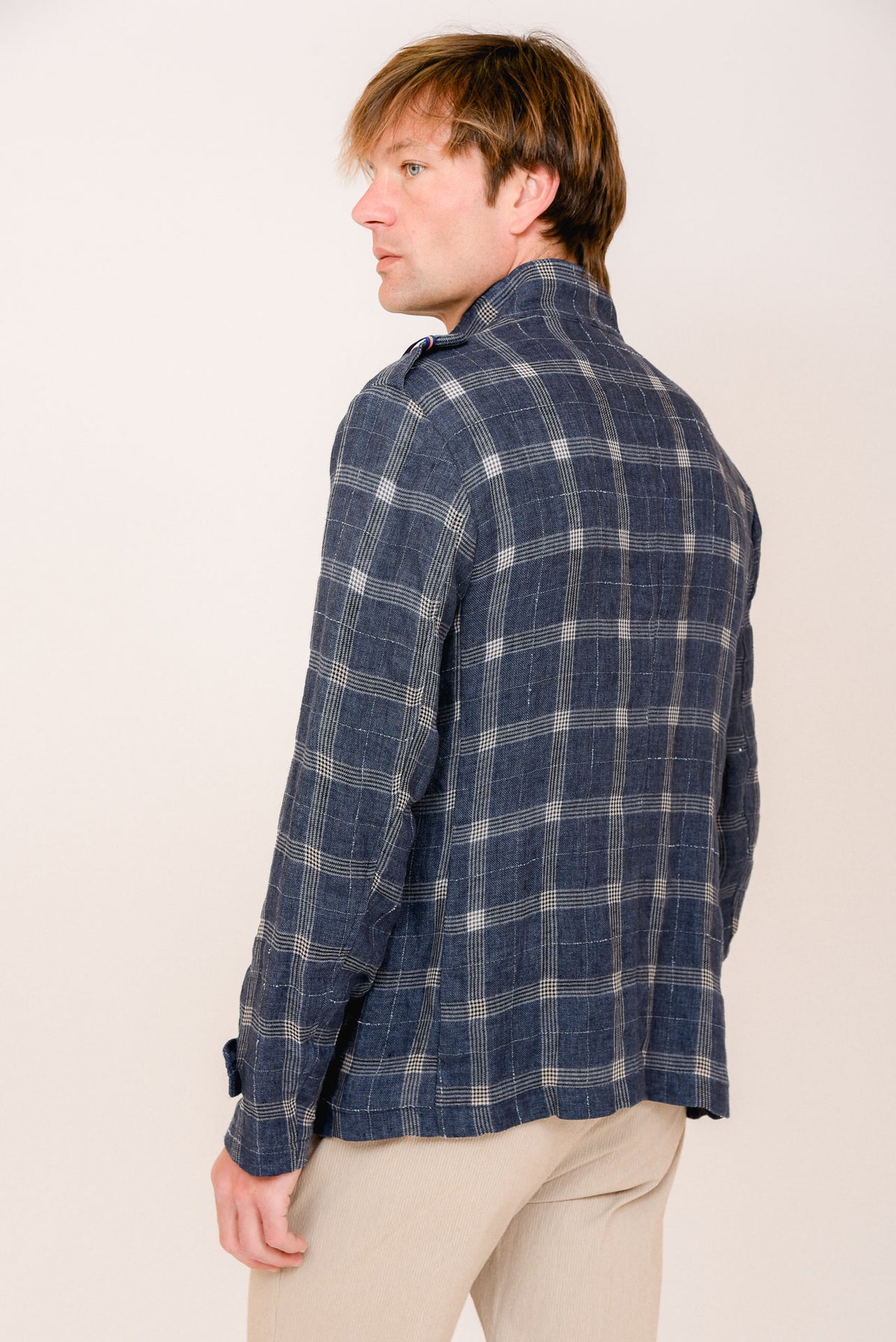 ΑΝΔΡΙΚΟ ΣΑΚΑΚΙ PORTOBELLO’S INDIGO SAFARI JACKET ΣΕ ΜΠΛΕ ΧΡΩΜΑ ΚΑΙ ΜΠΕΖ ΚΑΡΟ