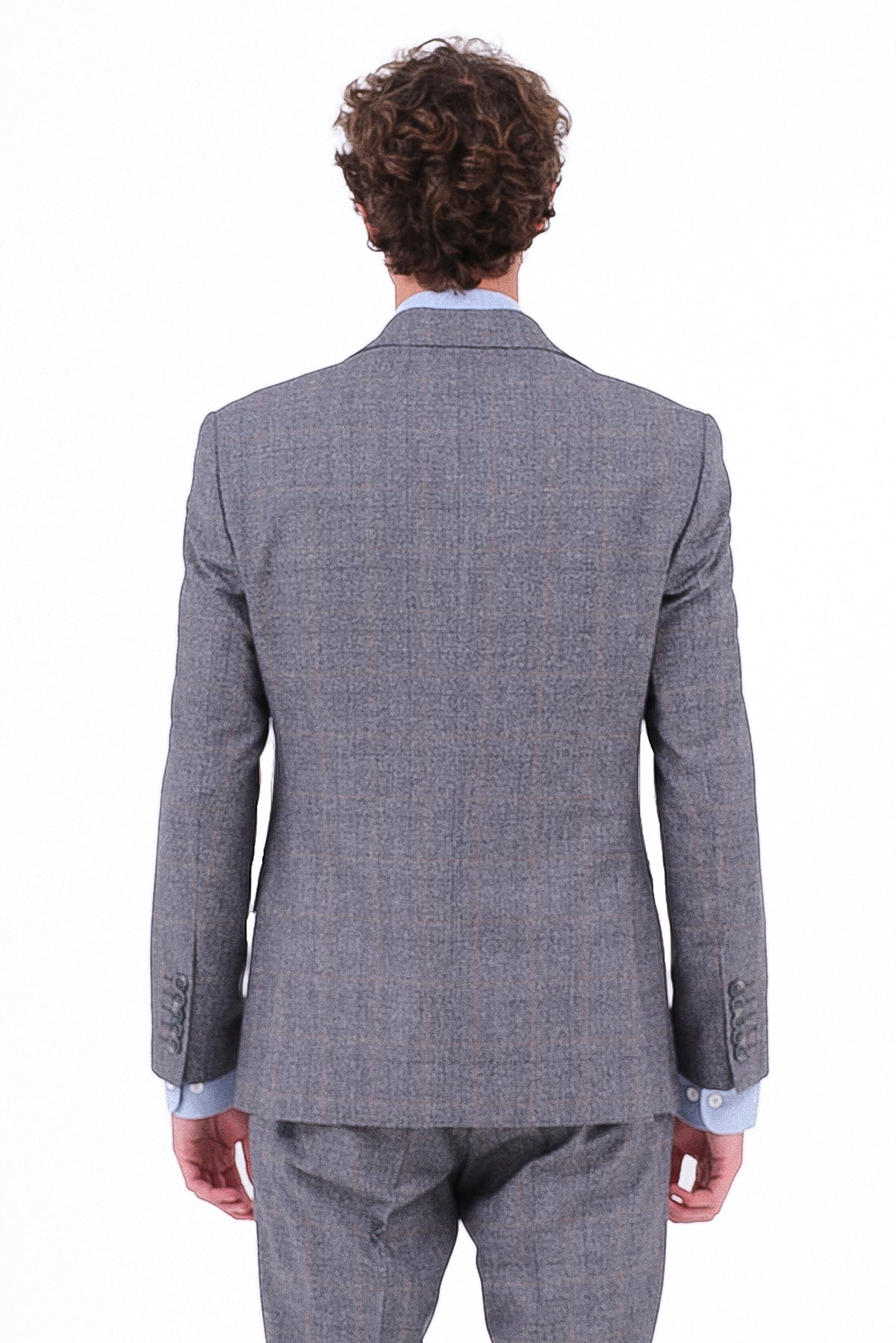 ΑΝΔΡΙΚΟ ΓΚΡΙ ΚΟΣΤΟΥΜΙ PORTOBELLO'S ΜΕ ΜΠΕΖ WINDOWPANE SLIM FIT