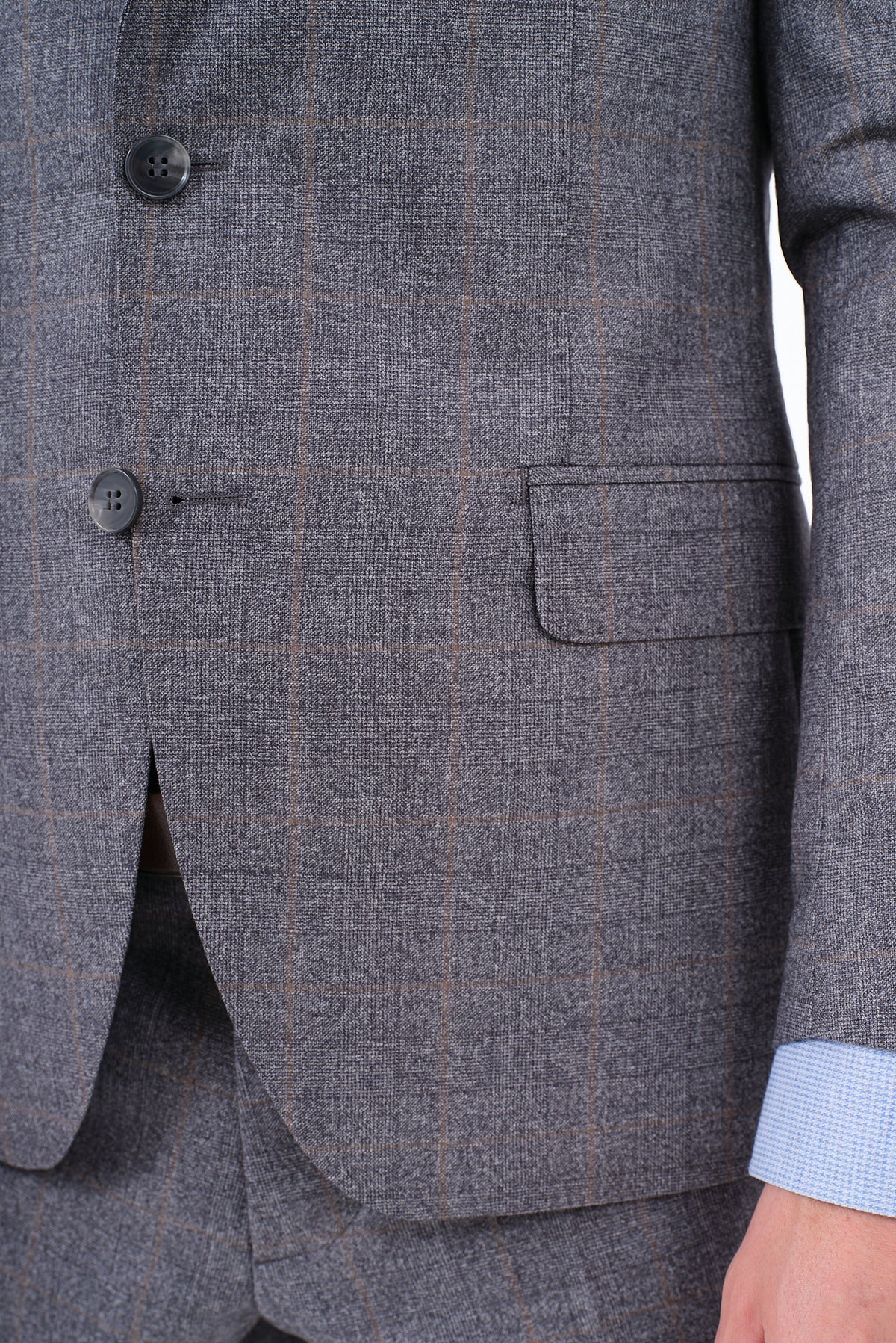ΑΝΔΡΙΚΟ ΓΚΡΙ ΚΟΣΤΟΥΜΙ PORTOBELLO'S ΜΕ ΜΠΕΖ WINDOWPANE SLIM FIT