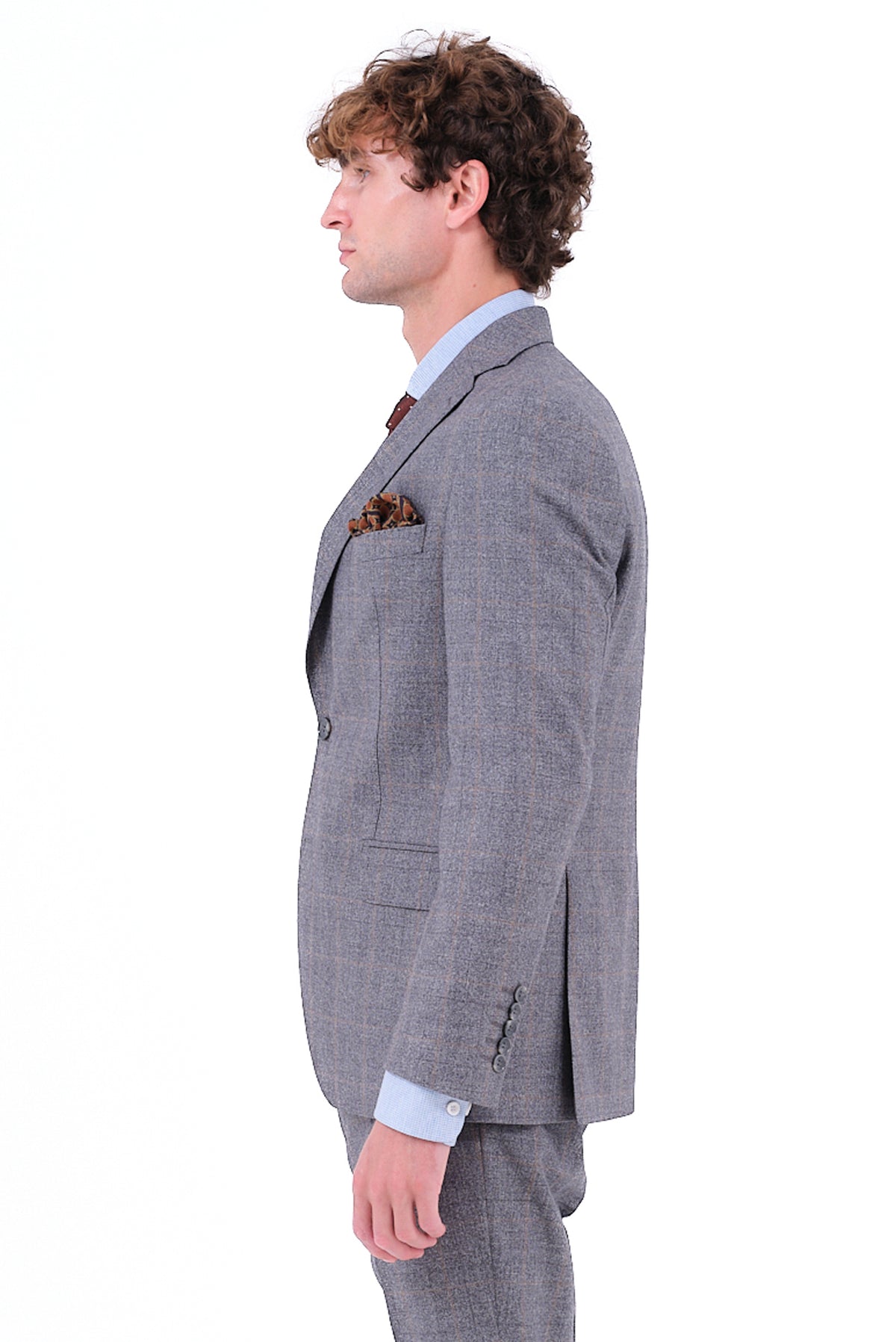 ΑΝΔΡΙΚΟ ΓΚΡΙ ΚΟΣΤΟΥΜΙ PORTOBELLO'S ΜΕ ΜΠΕΖ WINDOWPANE SLIM FIT