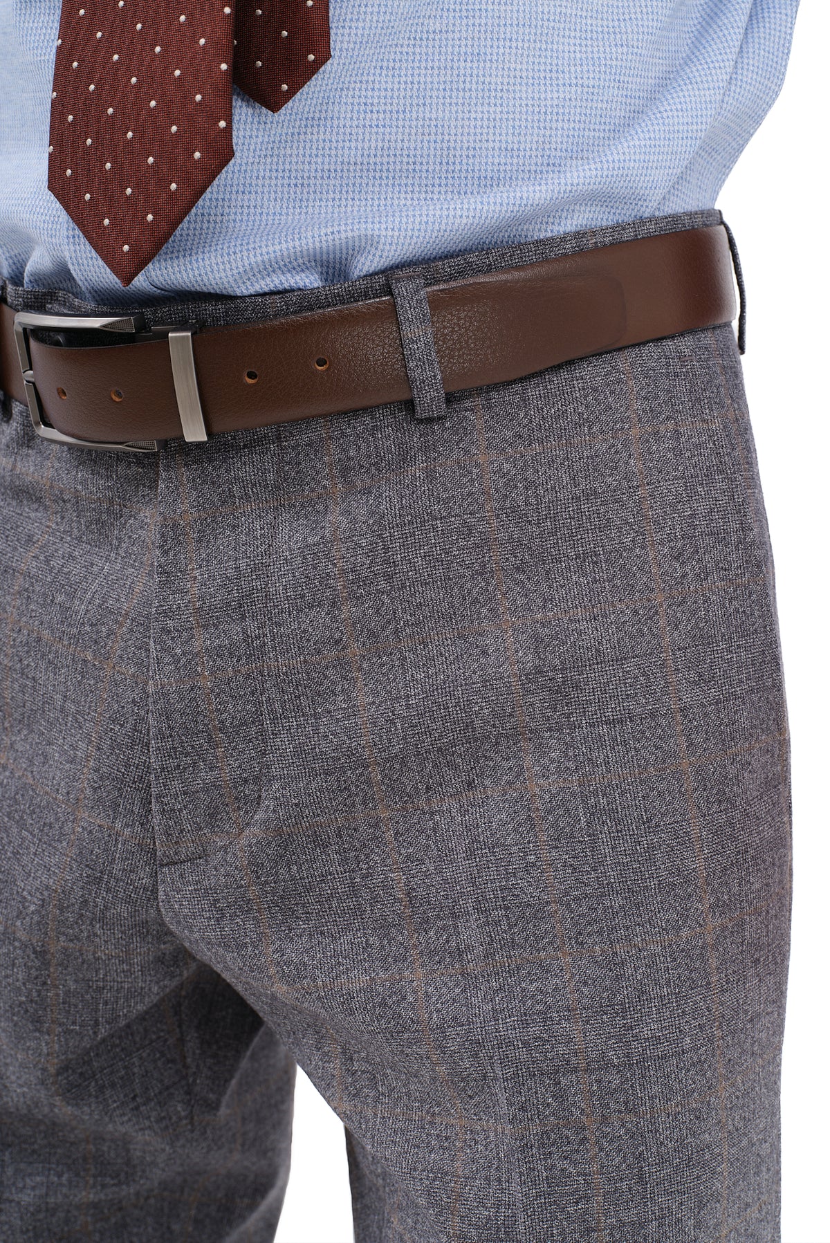 ΑΝΔΡΙΚΟ ΓΚΡΙ ΚΟΣΤΟΥΜΙ PORTOBELLO'S ΜΕ ΜΠΕΖ WINDOWPANE SLIM FIT
