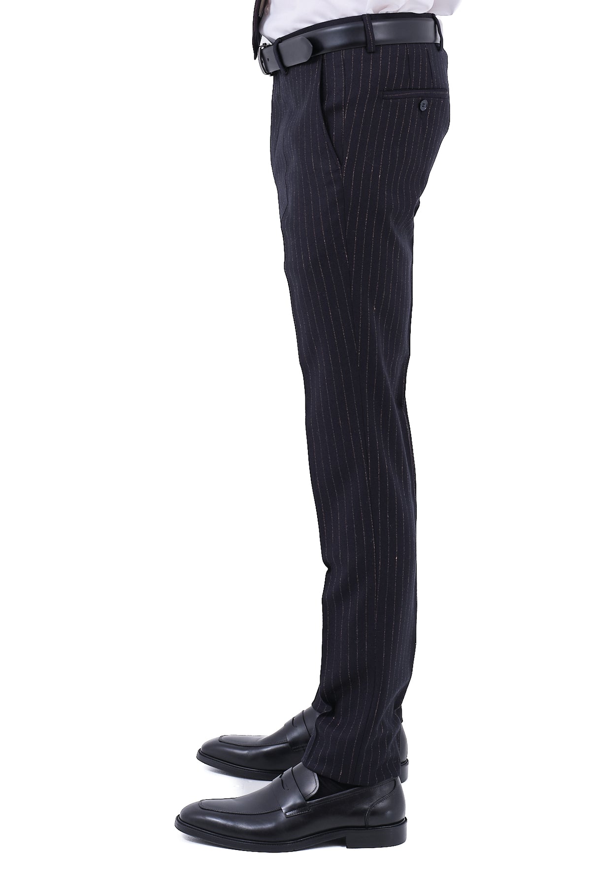 ΑΝΔΡΙΚΟ ΣΤΑΥΡΩΤΟ PINSTRIPE ΚΟΣΤΟΥΜΙ PORTOBELLO'S ΣΕ ΜΑΥΡΟ ΧΡΩΜΑ ΜΕ ΧΡΥΣΑΦΙ ΡΙΓΑ