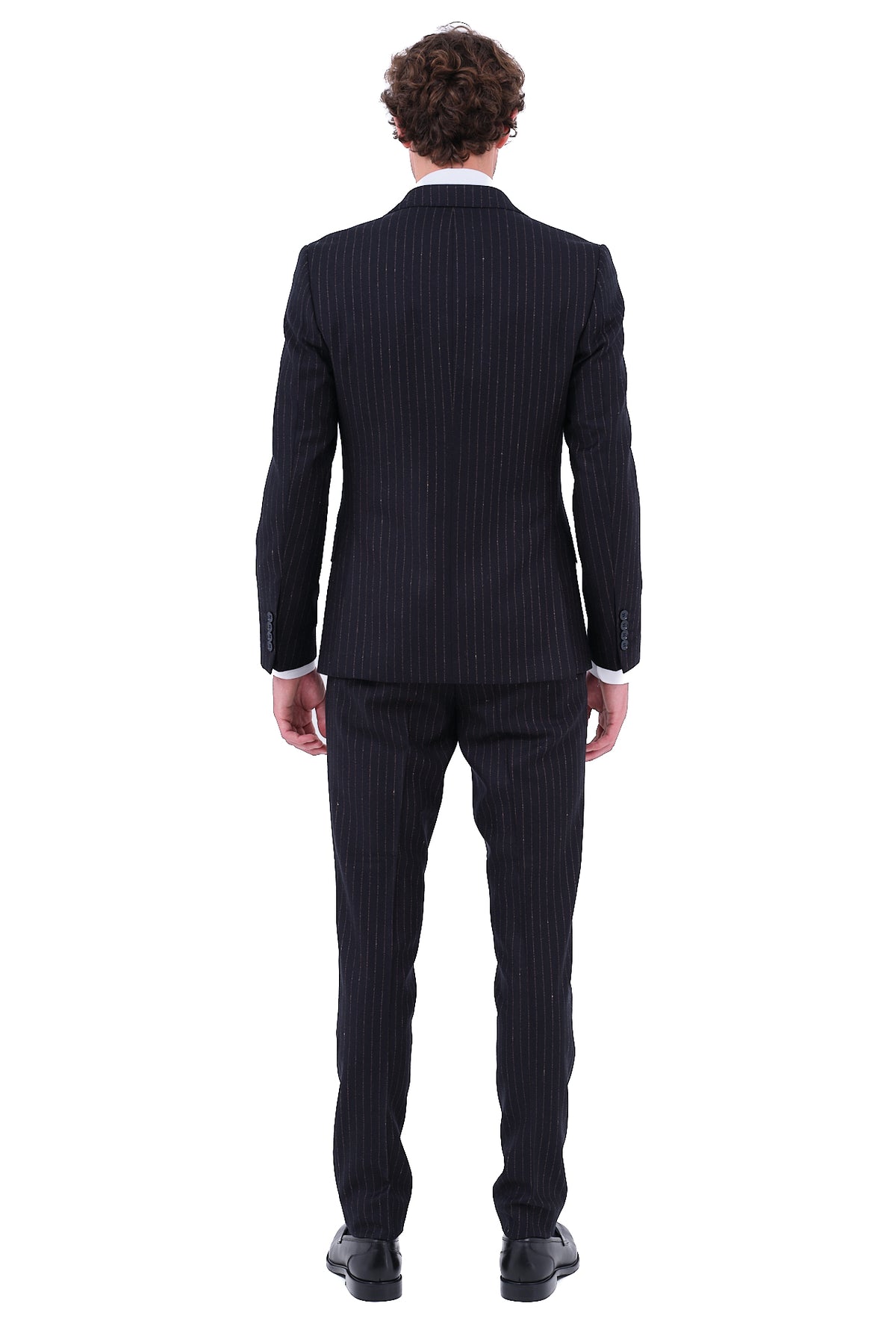 ΑΝΔΡΙΚΟ ΣΤΑΥΡΩΤΟ PINSTRIPE ΚΟΣΤΟΥΜΙ PORTOBELLO'S ΣΕ ΜΑΥΡΟ ΧΡΩΜΑ ΜΕ ΧΡΥΣΑΦΙ ΡΙΓΑ