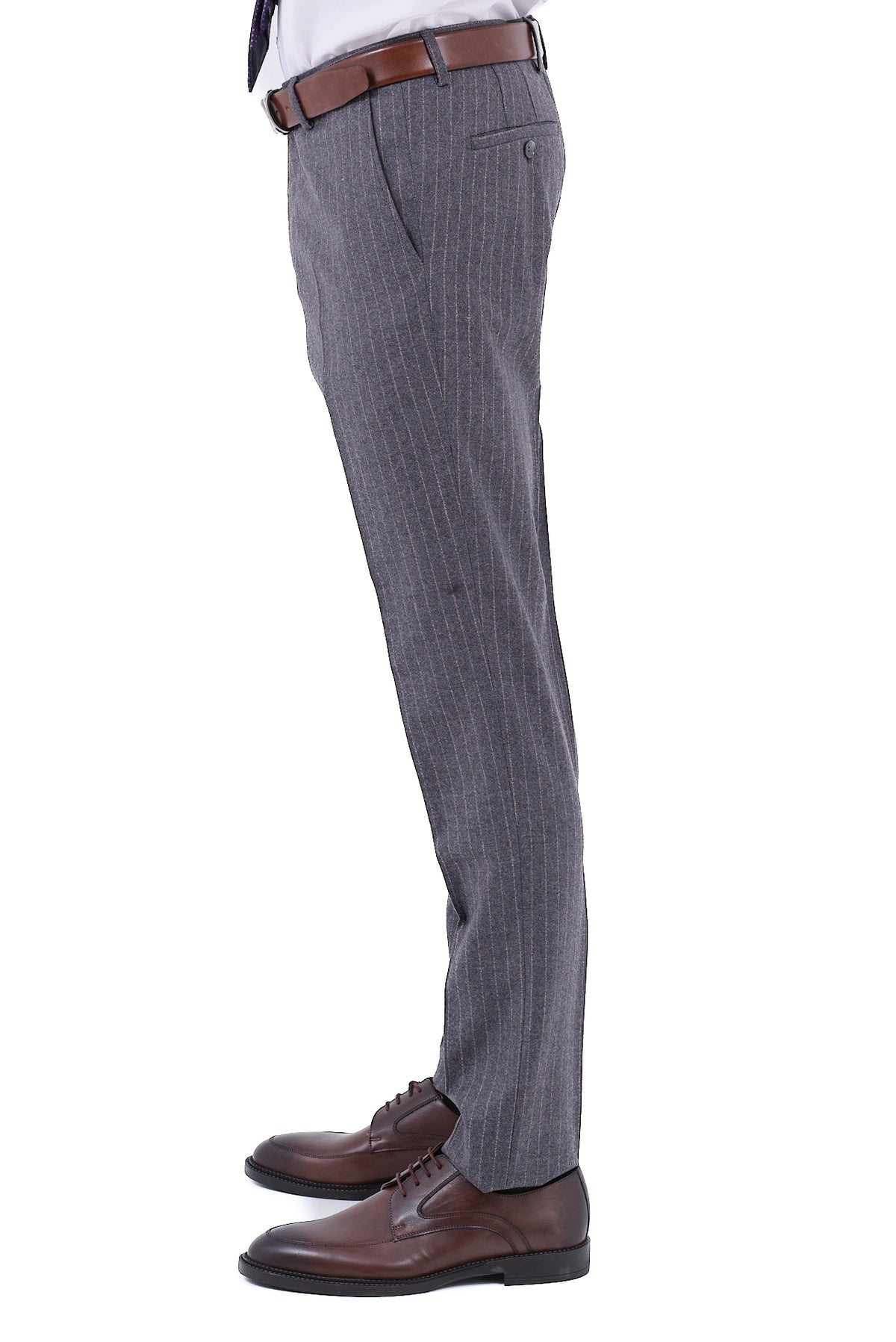 ΑΝΔΡΙΚΟ ΣΤΑΥΡΩΤΟ PINSTRIPE ΚΟΣΤΟΥΜΙ PORTOBELLO'S ΣΕ ΓΚΡΙ ΧΡΩΜΑ ΜΕ ΧΡΥΣΑΦΙ ΡΙΓΑ