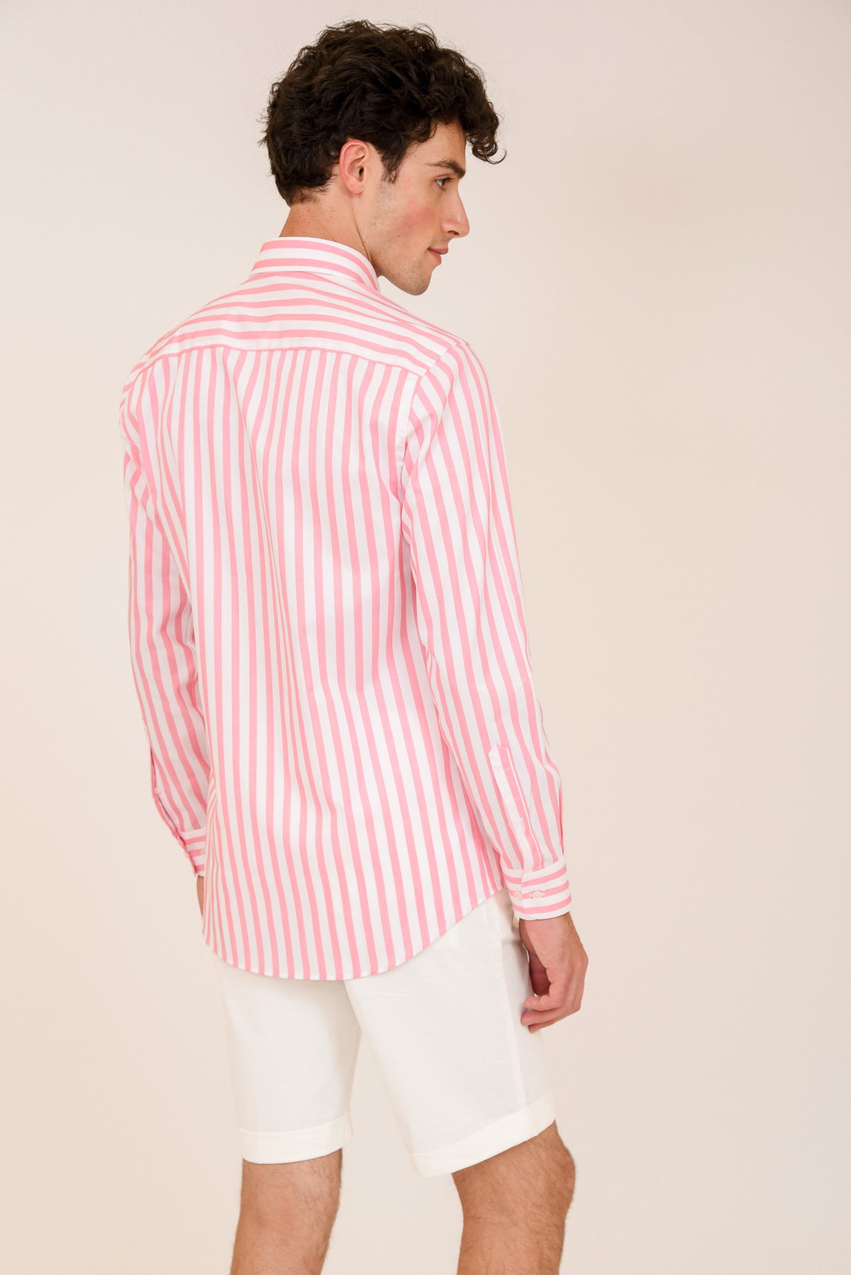 ΑΝΔΡΙΚΟ ΠΟΥΚΑΜΙΣΟ ΜΕ BUTTON DOWN ΓΙΑΚΑ PORTOBELLO'S ΡΟΖ ΜΕ ΛΕΥΚΕΣ ΡΙΓΕΣ REGULAR FIT