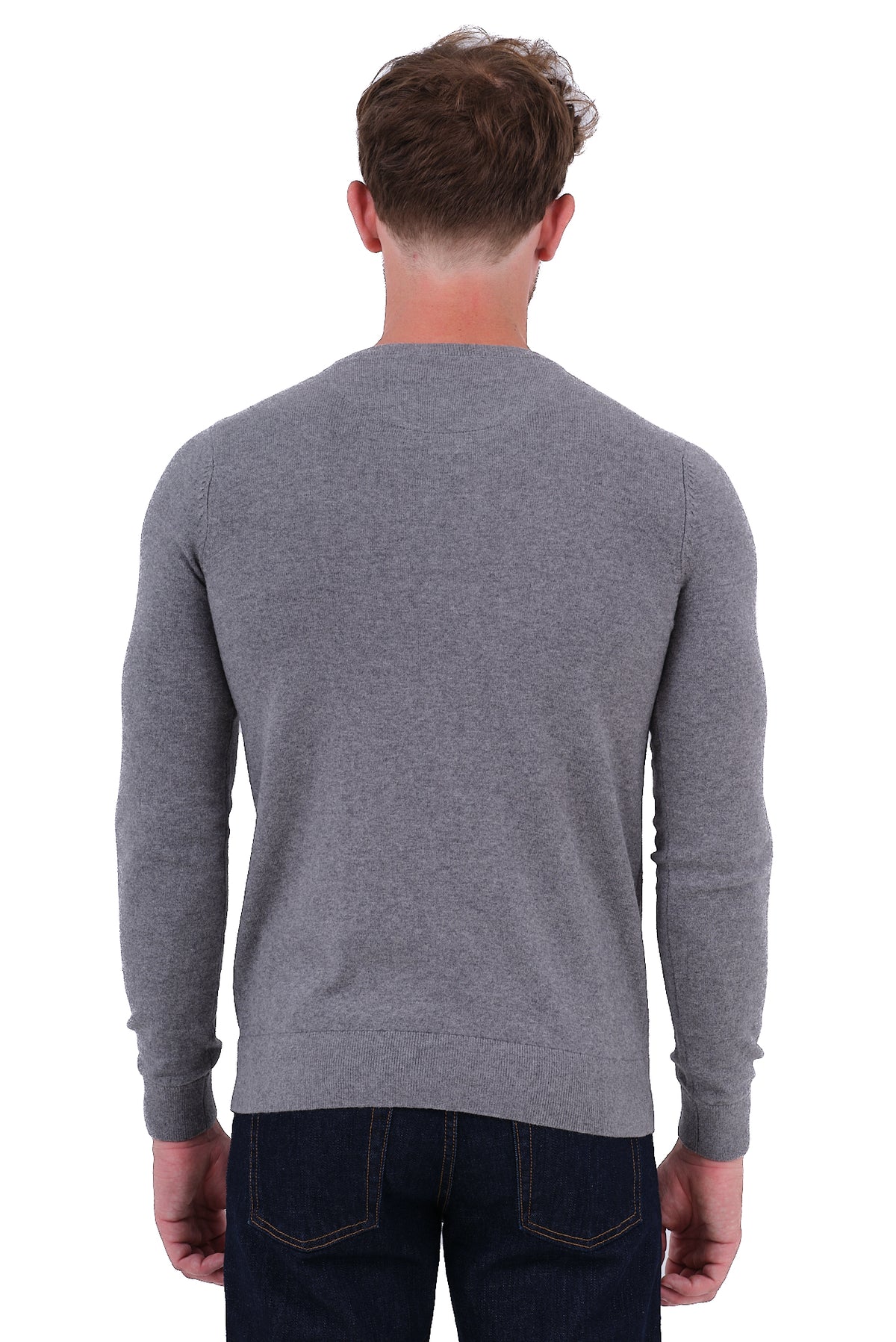 ΑΝΔΡΙΚΟ ΓΚΡΙ ΜΕΣΑΙΟ ΠΟΥΛΟΒΕΡ PORTOBELLO'S ΜΕ V NECK ΚΑΙ ΚΑΣΜΙΡ