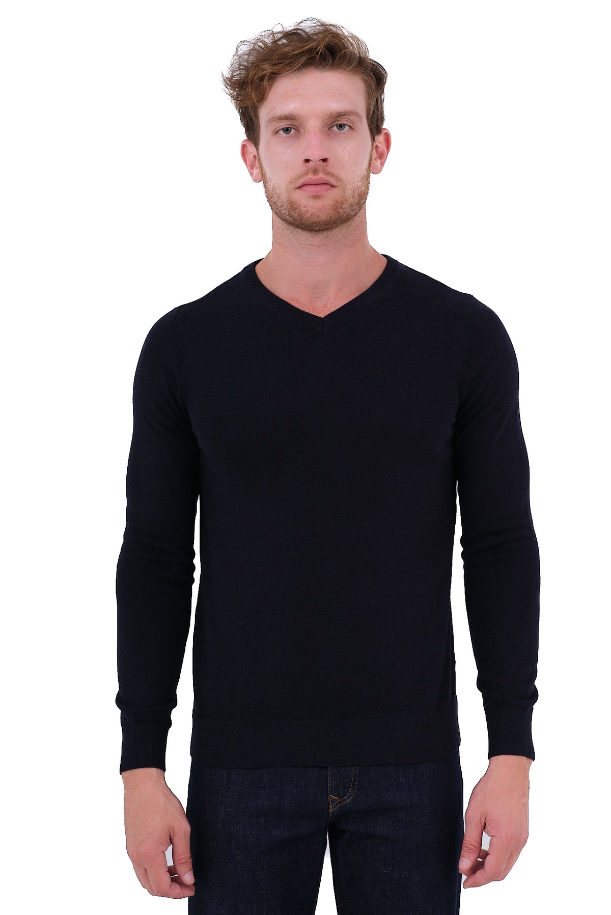 ΑΝΔΡΙΚΟ ΜΠΛΕ ΠΟΥΛΟΒΕΡ PORTOBELLO'S ΜΕ V NECK ΚΑΙ ΚΑΣΜΙΡ