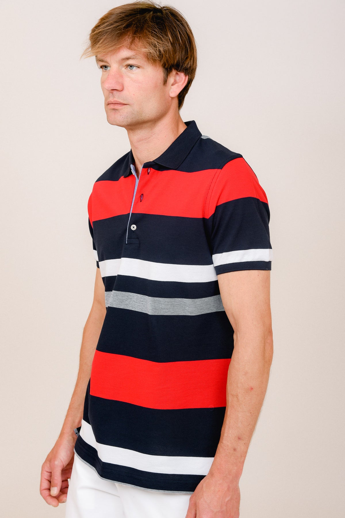 ΑΝΔΡΙΚΟ POLO PORTOBELLO'S ΡΙΓΕ ΚΟΚΚΙΝΟ ΜΠΛΕ ΜΕ ΓΚΡΙ ΡΙΓΕΣ
