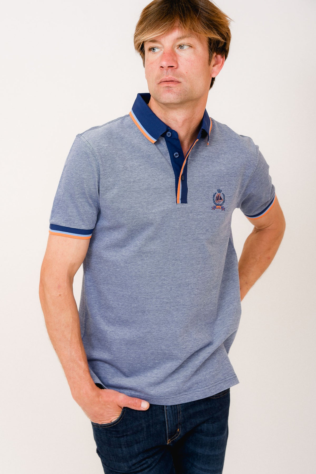 ΑΝΔΡΙΚΟ POLO PORTOBELLO'S ΤΖΙΝ ΜΕ ΜΠΛΕ ΚΑΙ ΠΟΡΤΟΚΑΛΙ ΛΕΠΤΟΜΕΡΕΙΕΣ