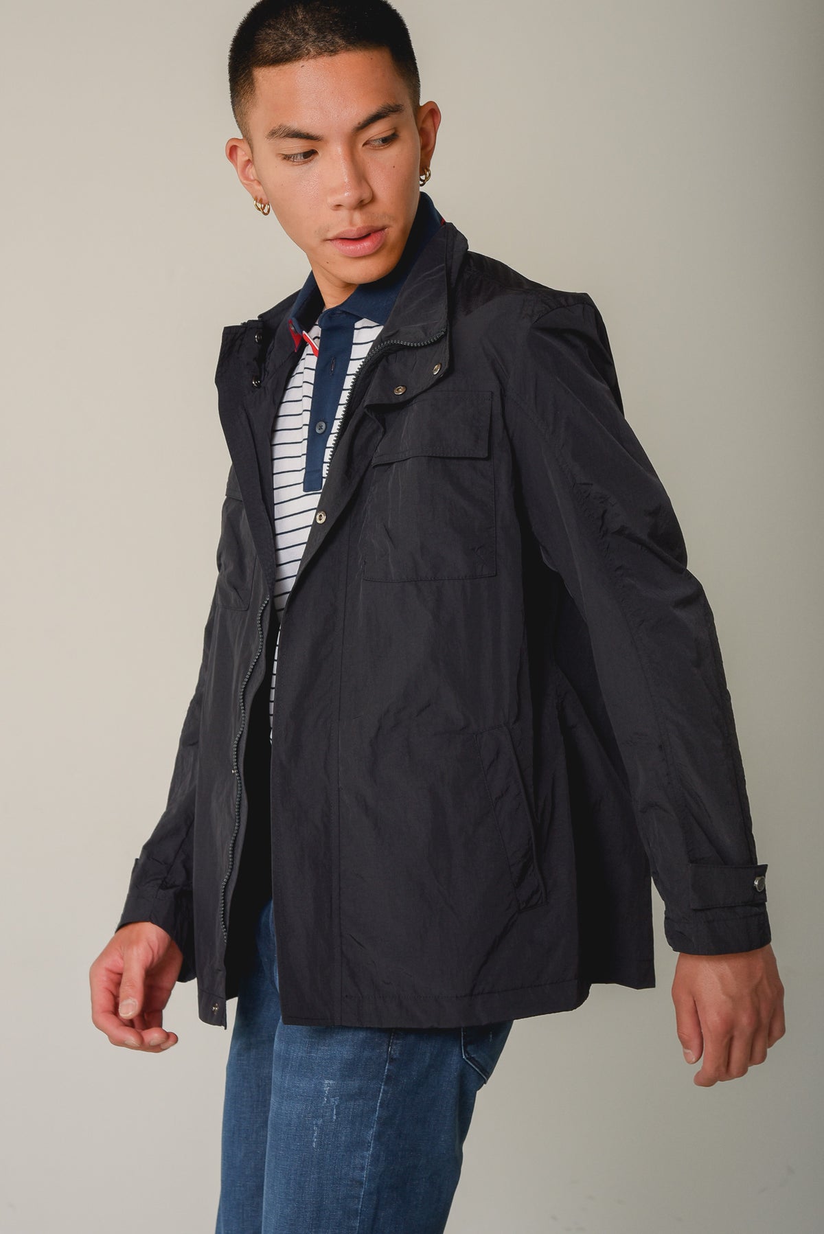 ΑΝΔΡΙΚΟ JACKET PORTOBELLO'S ΜΠΛΕ ΣΕ ΣΤΥΛ SAFARI