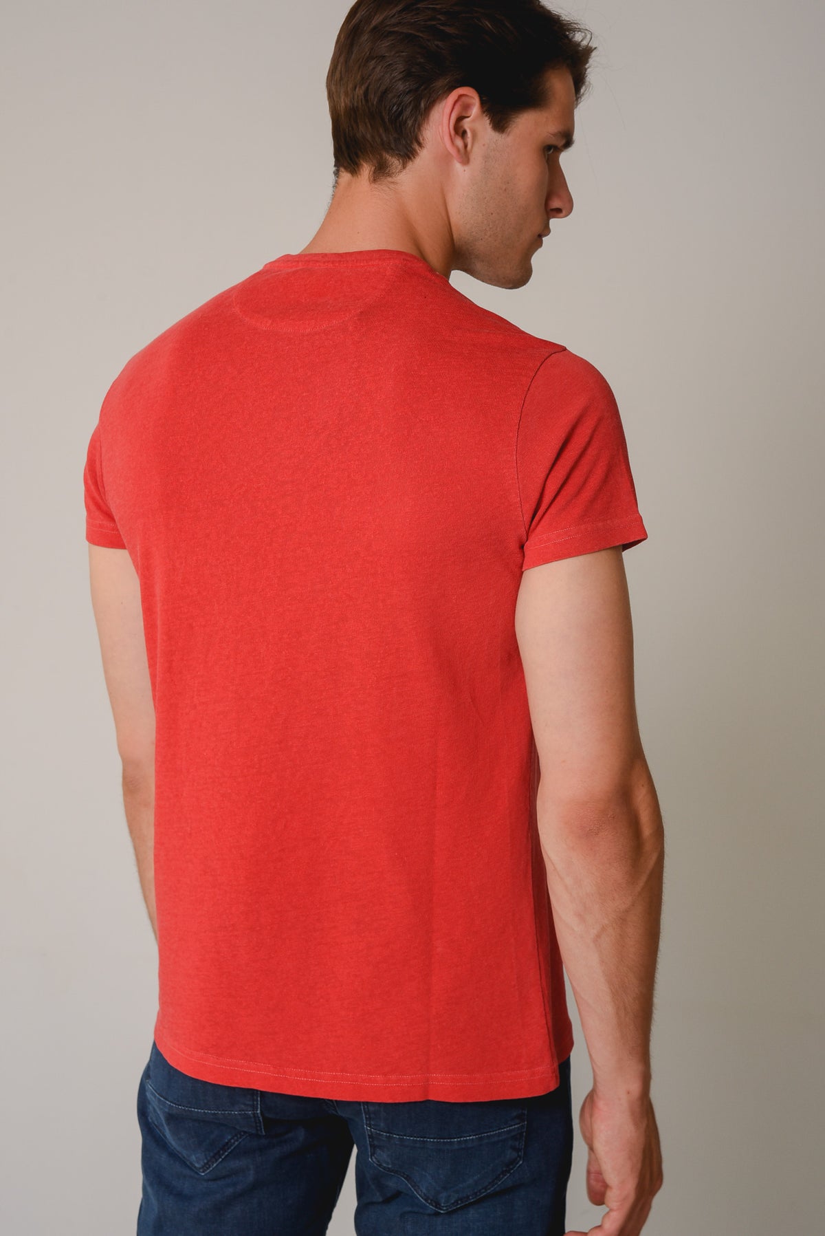ΑΝΔΡΙΚΟ T-SHIRT PORTOBELLO'S ΚΟΚΚΙΝΟ ΜΟΝΟΧΡΩΜΟ WASHED