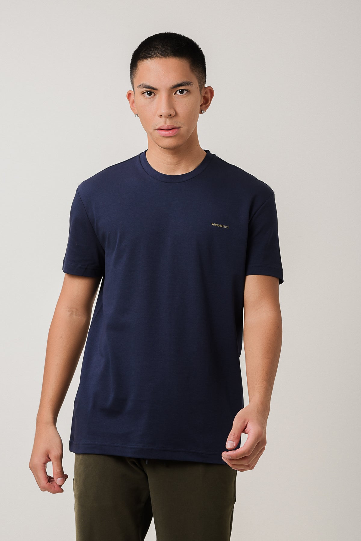 ΑΝΔΡΙΚΟ ΚΟΝΤΟΜΑΝΙΚΟ T-SHIRT ΜΠΛΕ NAVY ΜΕ ΛΟΓΟΤΥΠΟ PORTOBELLO'S