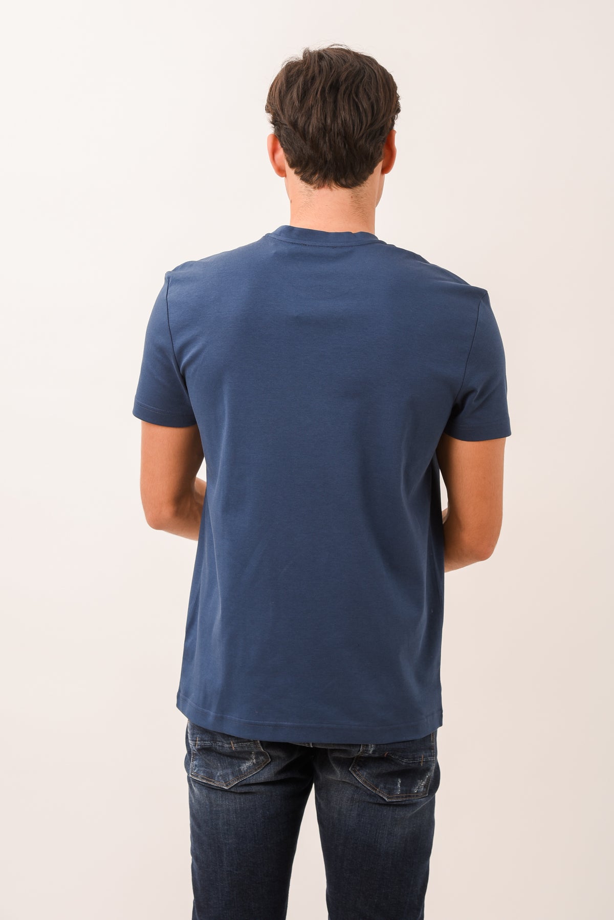 ΑΝΔΡΙΚΟ ΚΟΝΤΟΜΑΝΙΚΟ T-SHIRT ΜΠΛΕ INDIGO ΜΕ ΛΟΓΟΤΥΠΟ PORTOBELLO'S