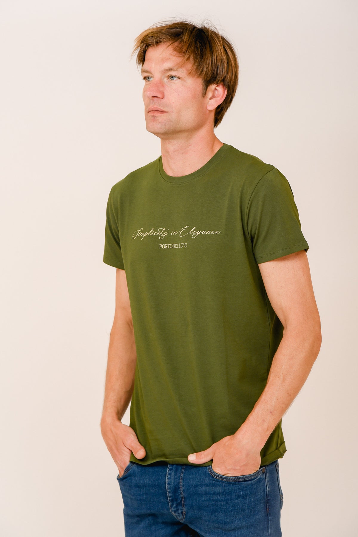 ΑΝΔΡΙΚΟ T-SHIRT PORTOBELLO'S ΛΑΔΙ ΜΕ ΣΤΑΜΠΑ SIMPLICITY IN ELEGANCE