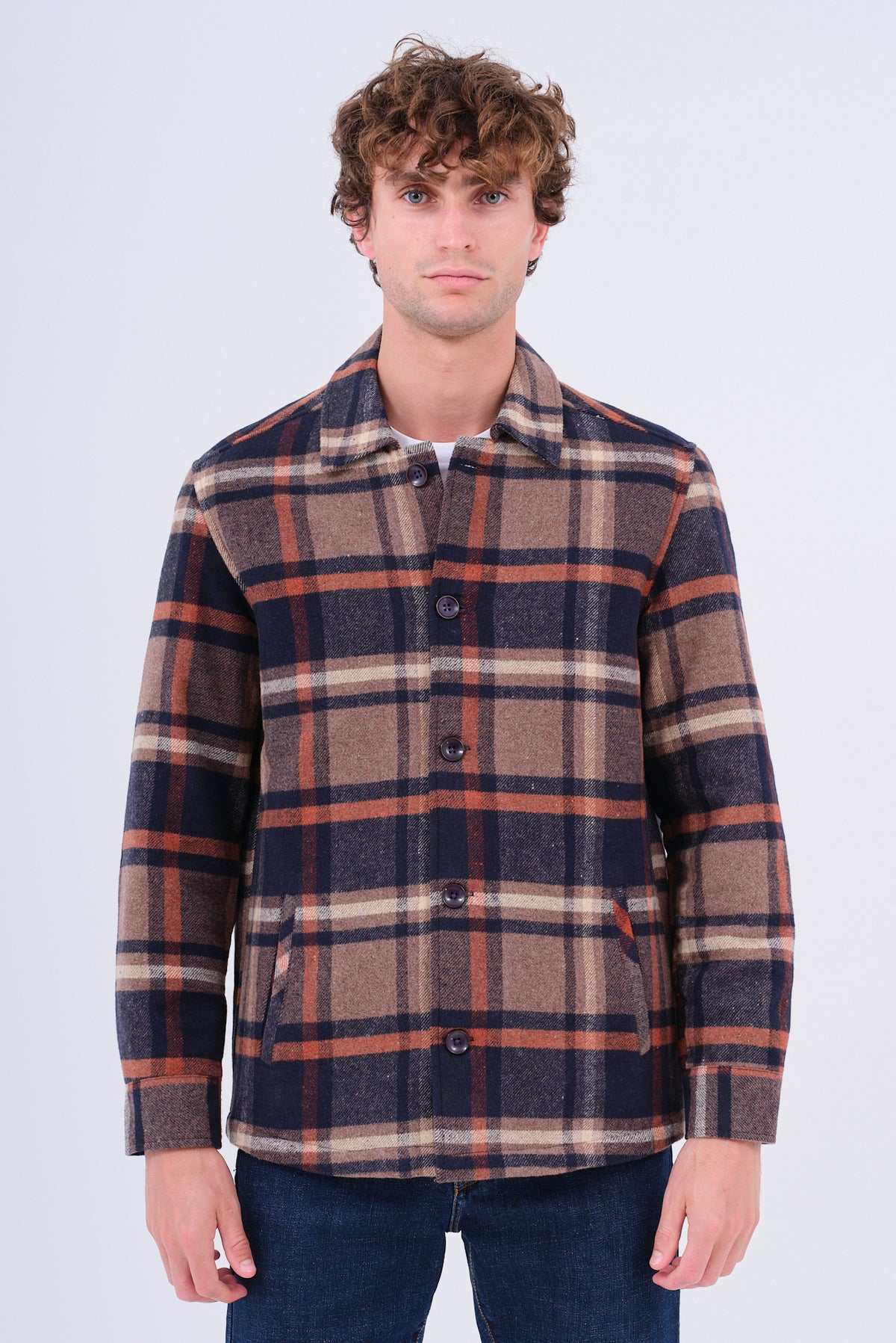 ΑΝΔΡΙΚΟ OVERSHIRT ΚΑΡΟ ΚΑΦΕ ΜΠΛΕ LES GENT'S