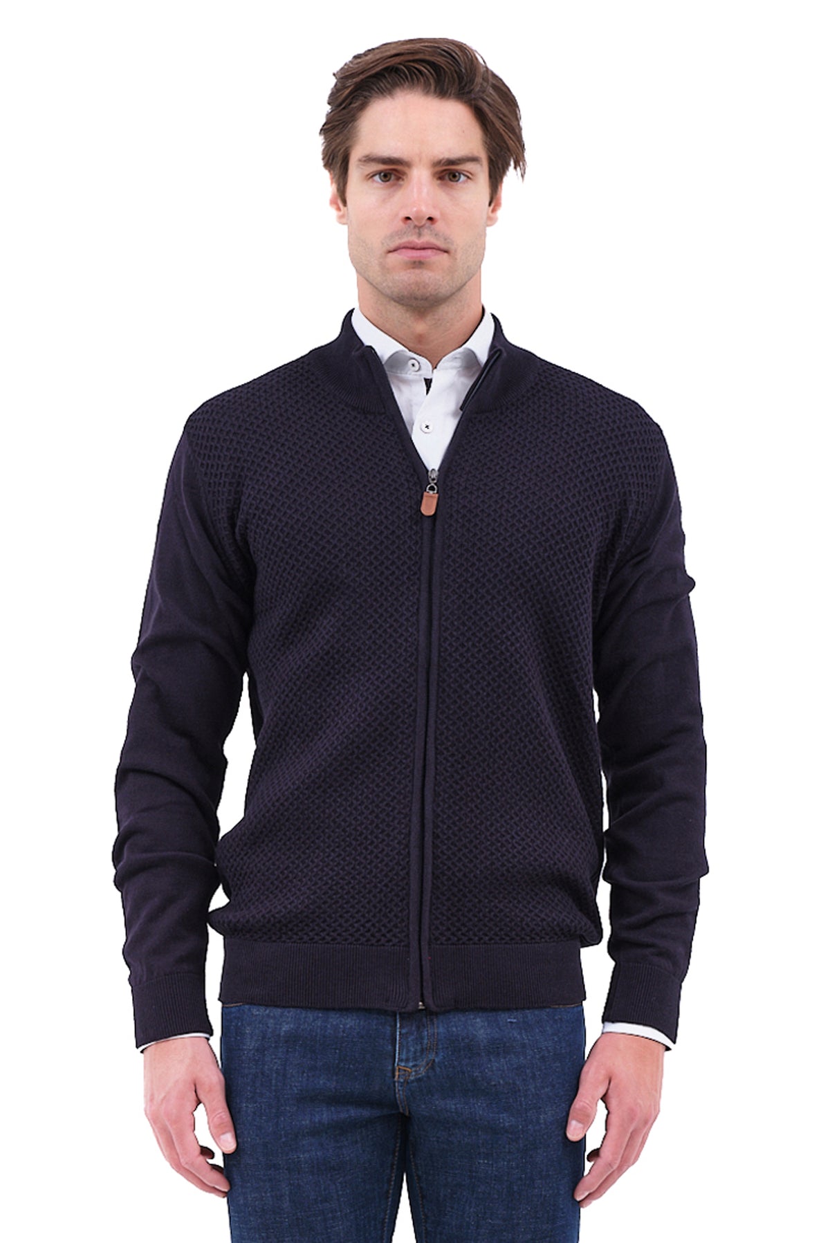 ΑΝΔΡΙΚΗ ΖΑΚΕΤΑ CARDIGAN LES GENT'S ΣΕ ΜΠΛΕ ΧΡΩΜΑ ΜΕ ΑΝΑΓΛΥΦΗ ΠΛΕΞΗ