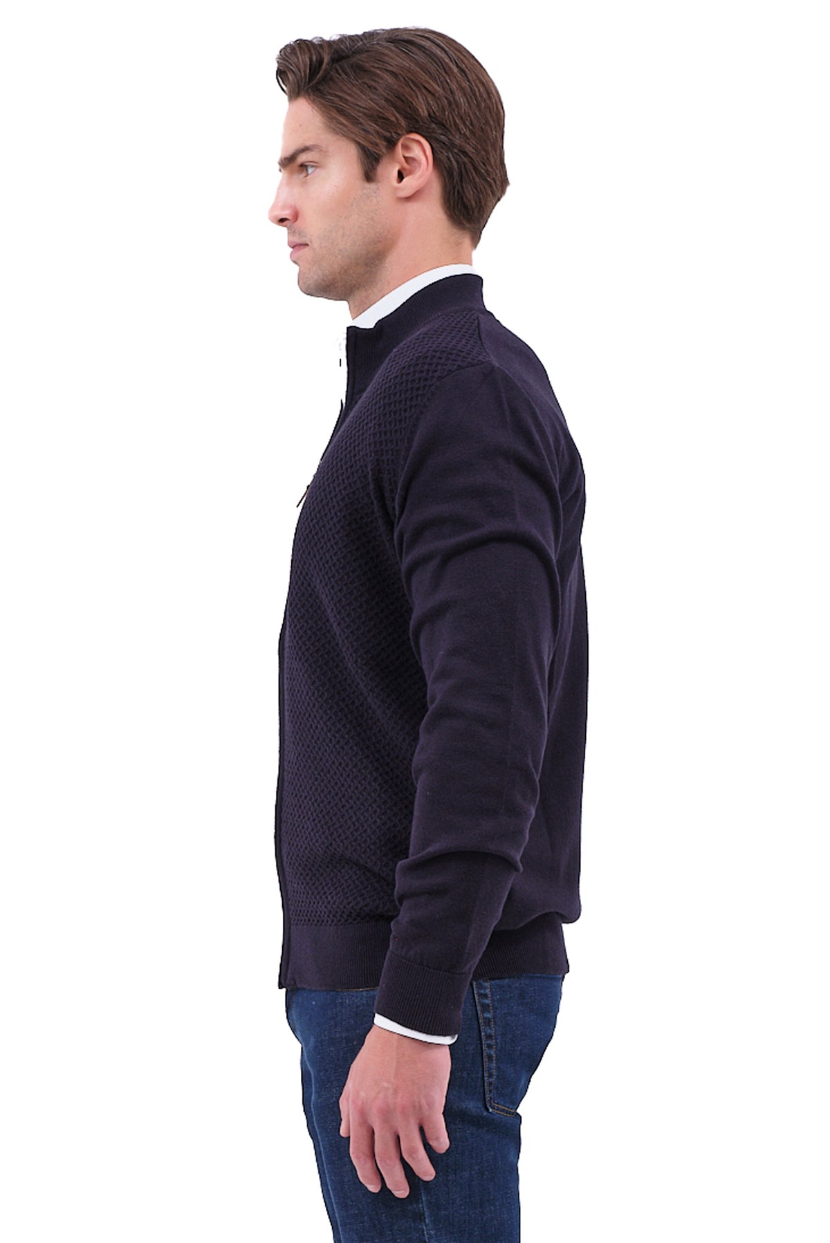 ΑΝΔΡΙΚΗ ΖΑΚΕΤΑ CARDIGAN LES GENT'S ΣΕ ΜΠΛΕ ΧΡΩΜΑ ΜΕ ΑΝΑΓΛΥΦΗ ΠΛΕΞΗ