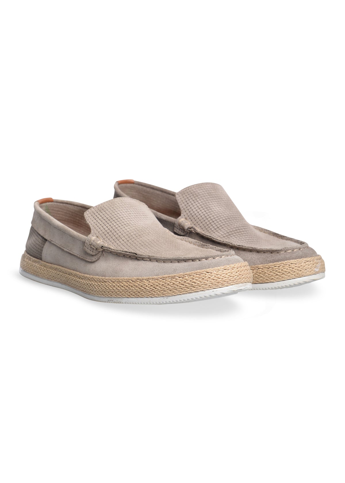 ΑΝΔΡΙΚΕΣ ΔΕΡΜΑΤΙΝΕΣ SUEDE ΕΣΠΑΝΤΡΙΓΙΕΣ PORTOBELLO'S ΣΕ ΓΚΡΙ-ΜΠΕΖ ΧΡΩΜΑ ΜΕ ΜΙΚΡΟΣΧΕΔΙΟ