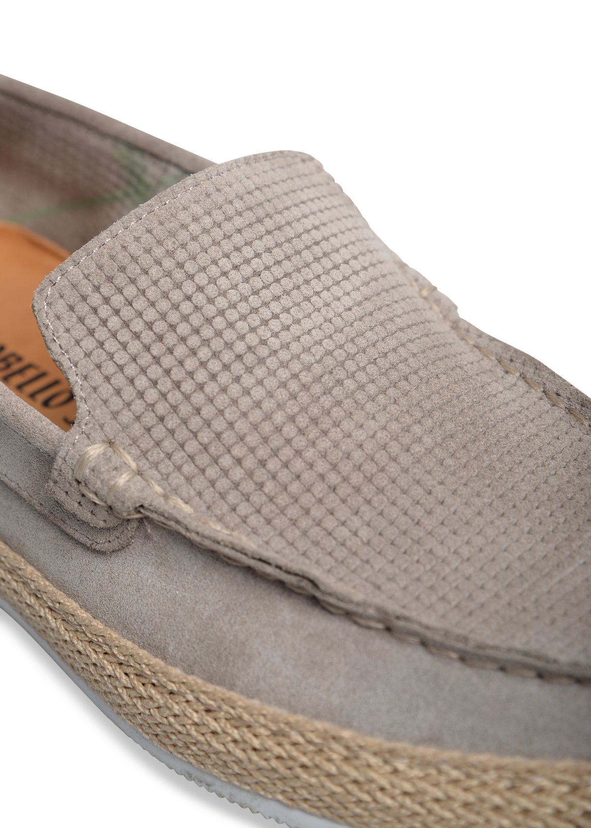 ΑΝΔΡΙΚΕΣ ΔΕΡΜΑΤΙΝΕΣ SUEDE ΕΣΠΑΝΤΡΙΓΙΕΣ PORTOBELLO'S ΣΕ ΓΚΡΙ-ΜΠΕΖ ΧΡΩΜΑ ΜΕ ΜΙΚΡΟΣΧΕΔΙΟ